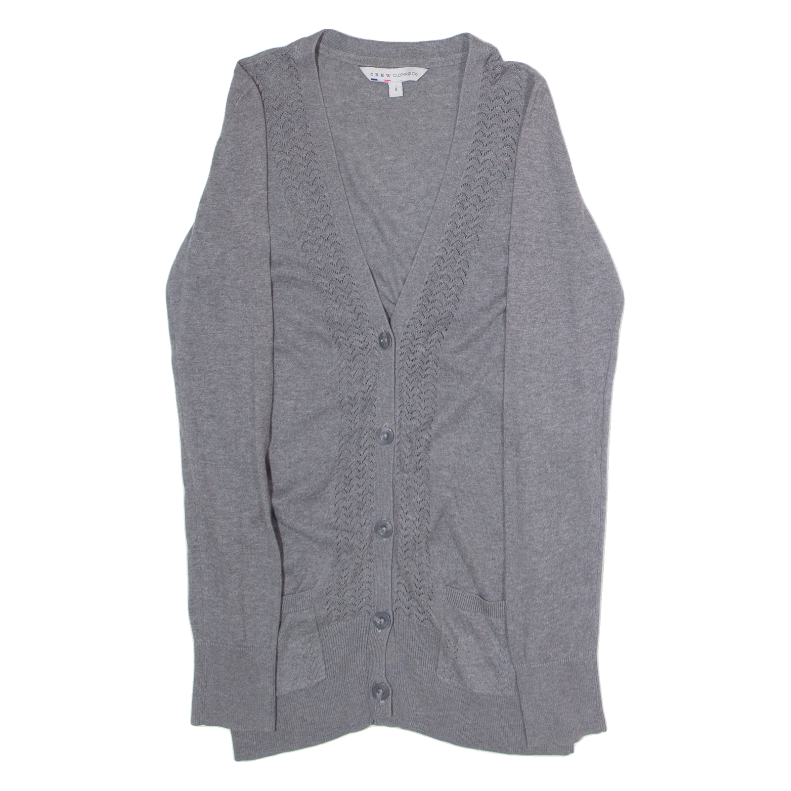 CREW CLOTHING Womens Cardigan Grey V-Neck Tight Knit UK 8 Refurbished - N/A refurbished available on Cerqular