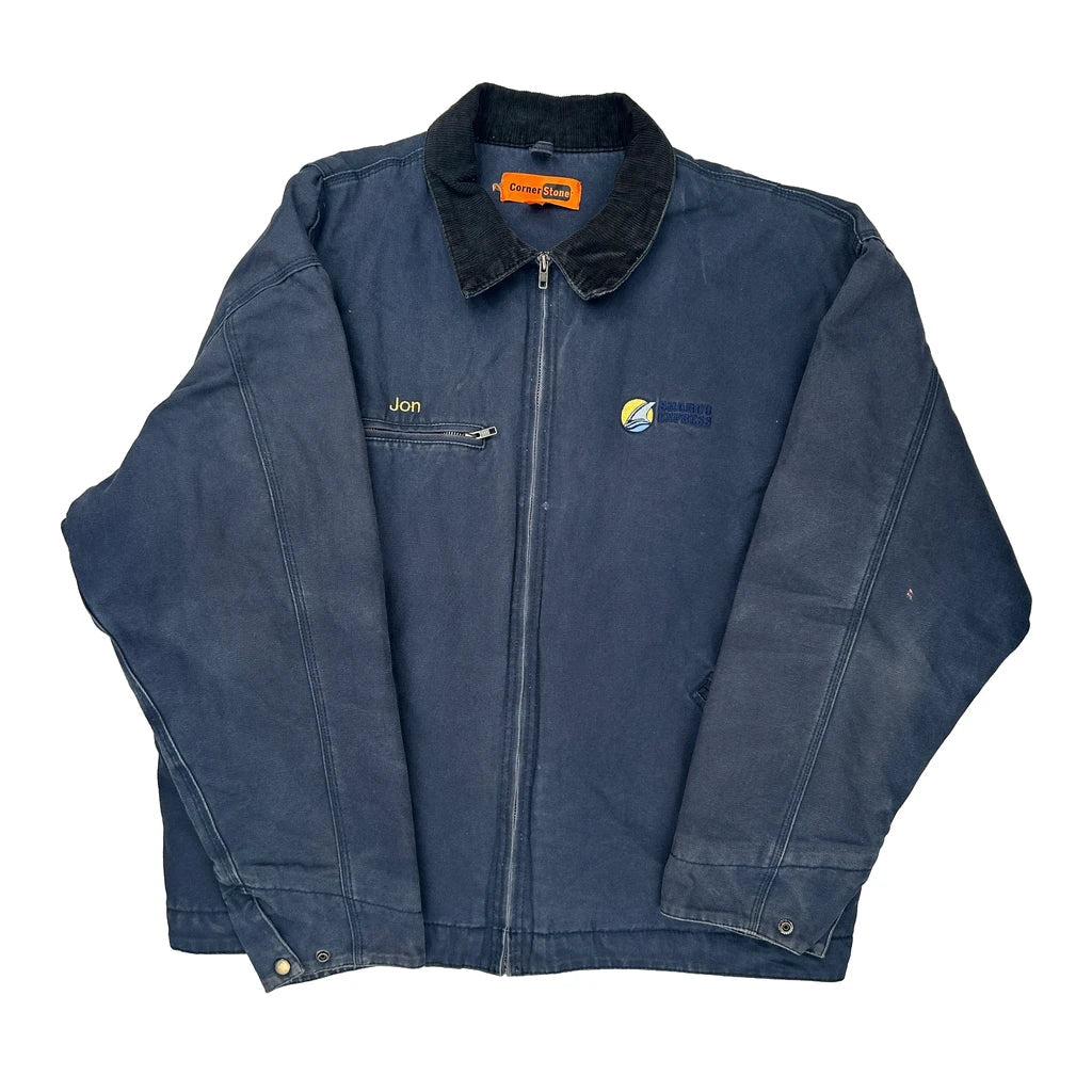 Galaxy Express Corner Stone Tall Jacket - 3XL Blue Cotton Refurbished - Thrifted (note: this is a term often used to describe second- refurbished available on Cerqular