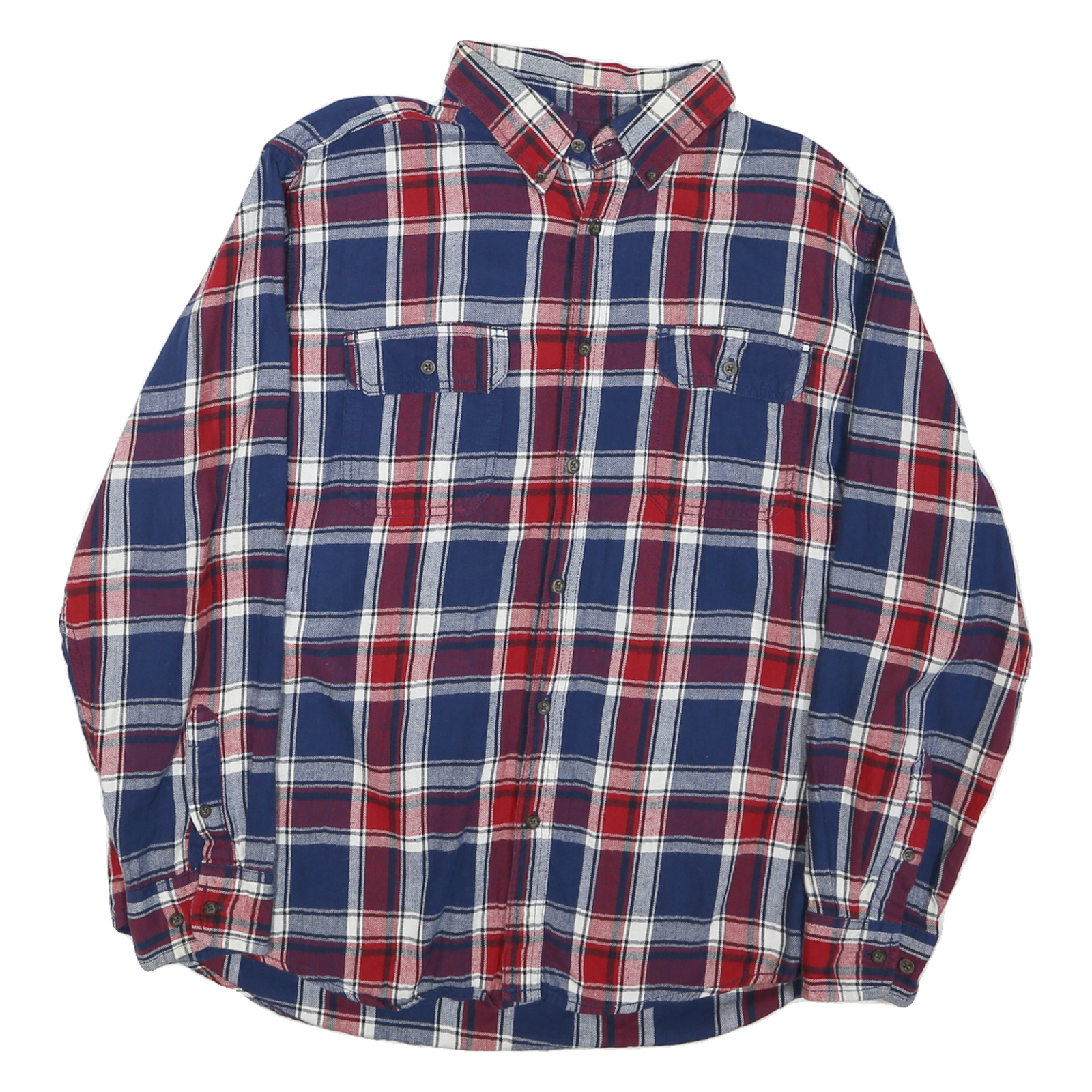 FADED GLORY Mens Blue & Red Check Cotton Shirt XL Casual Long Sleeve Button Refurbished - N/A refurbished available on Cerqular