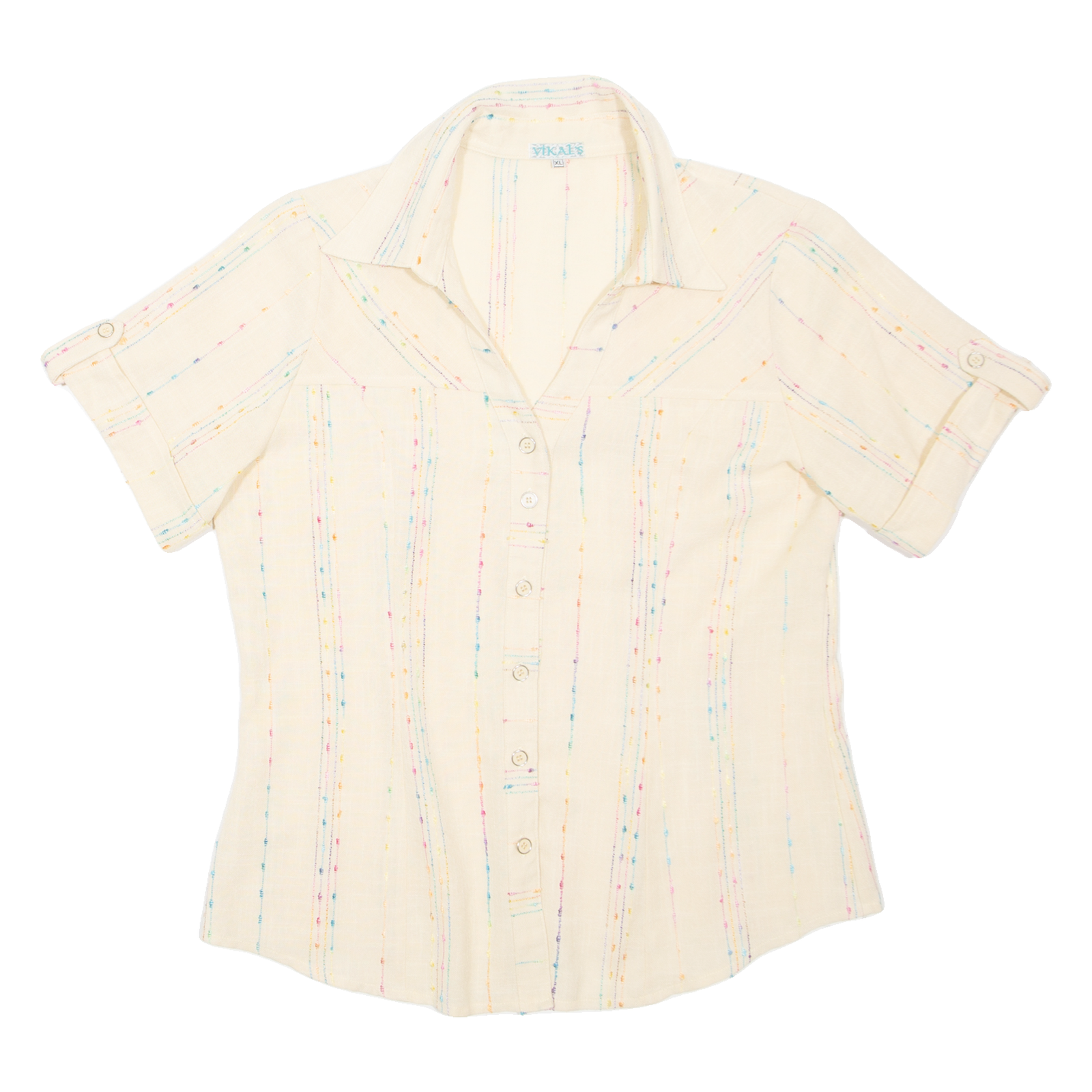 VIKALS Womens Shirt Beige Striped XL Refurbished - N/A refurbished available on Cerqular