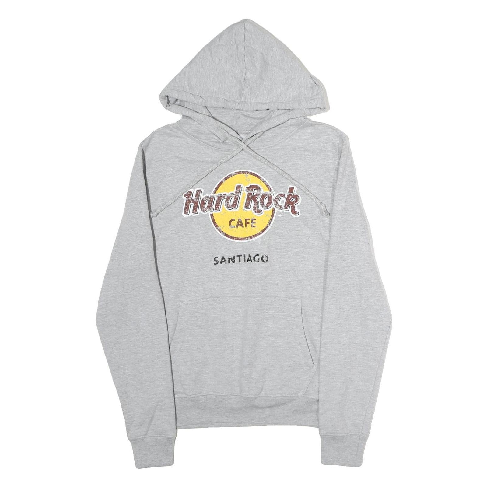 HARD ROCK CAFE Mens Grey Hoodie S Santiago Logo Cotton Casual Pullover Refurbished - N/A refurbished available on Cerqular