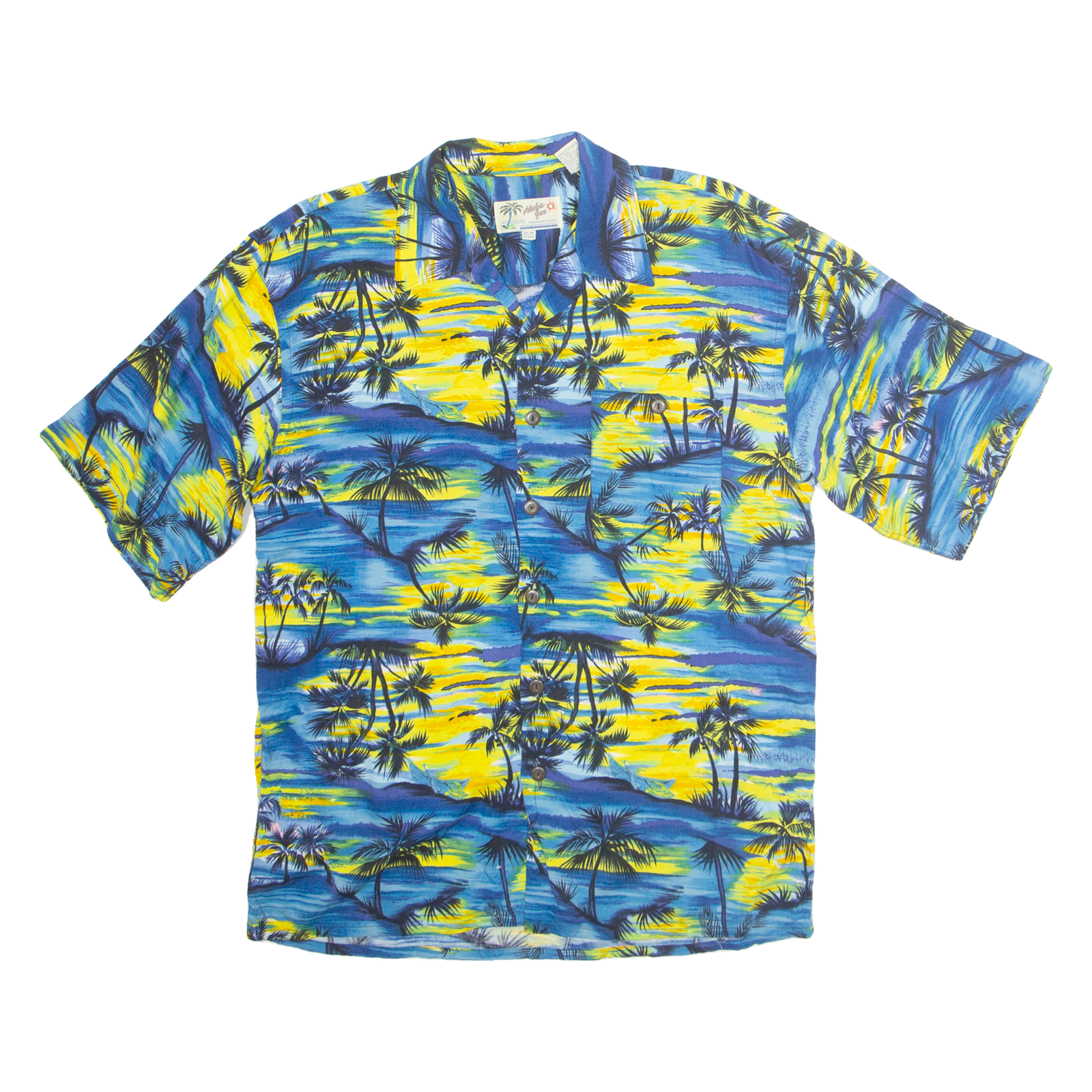 ALOHA JOE Mens Hawaiian Shirt Blue Crazy Pattern M Refurbished - N/A refurbished available on Cerqular