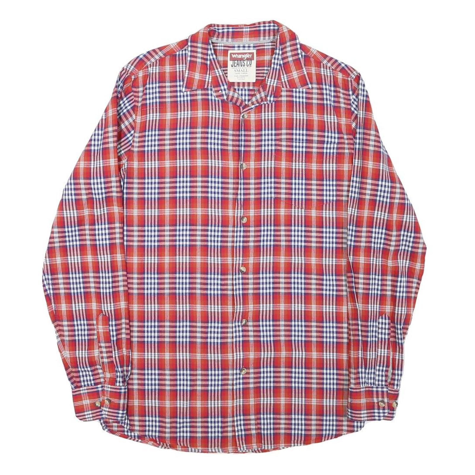 WRANGLER Mens Red & White Checked Shirt Cotton Blend S Casual Button-Up Refurbished - N/A refurbished available on Cerqular