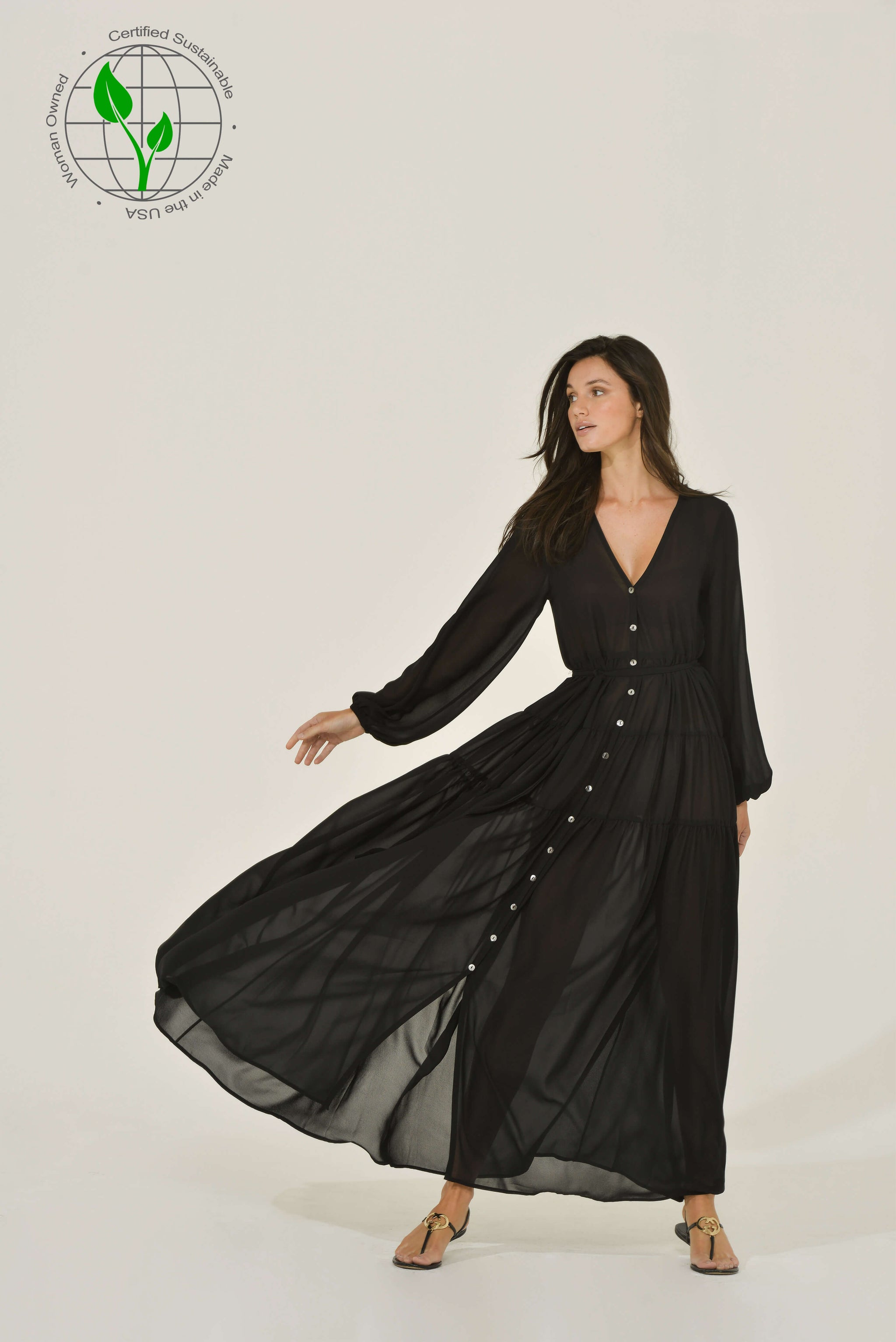 Black Chiffon Maxi Dress | Size: XL | Color: black Refurbished - N/A (Intention Fashion is not a well-known brand) refurbished available on Cerqular