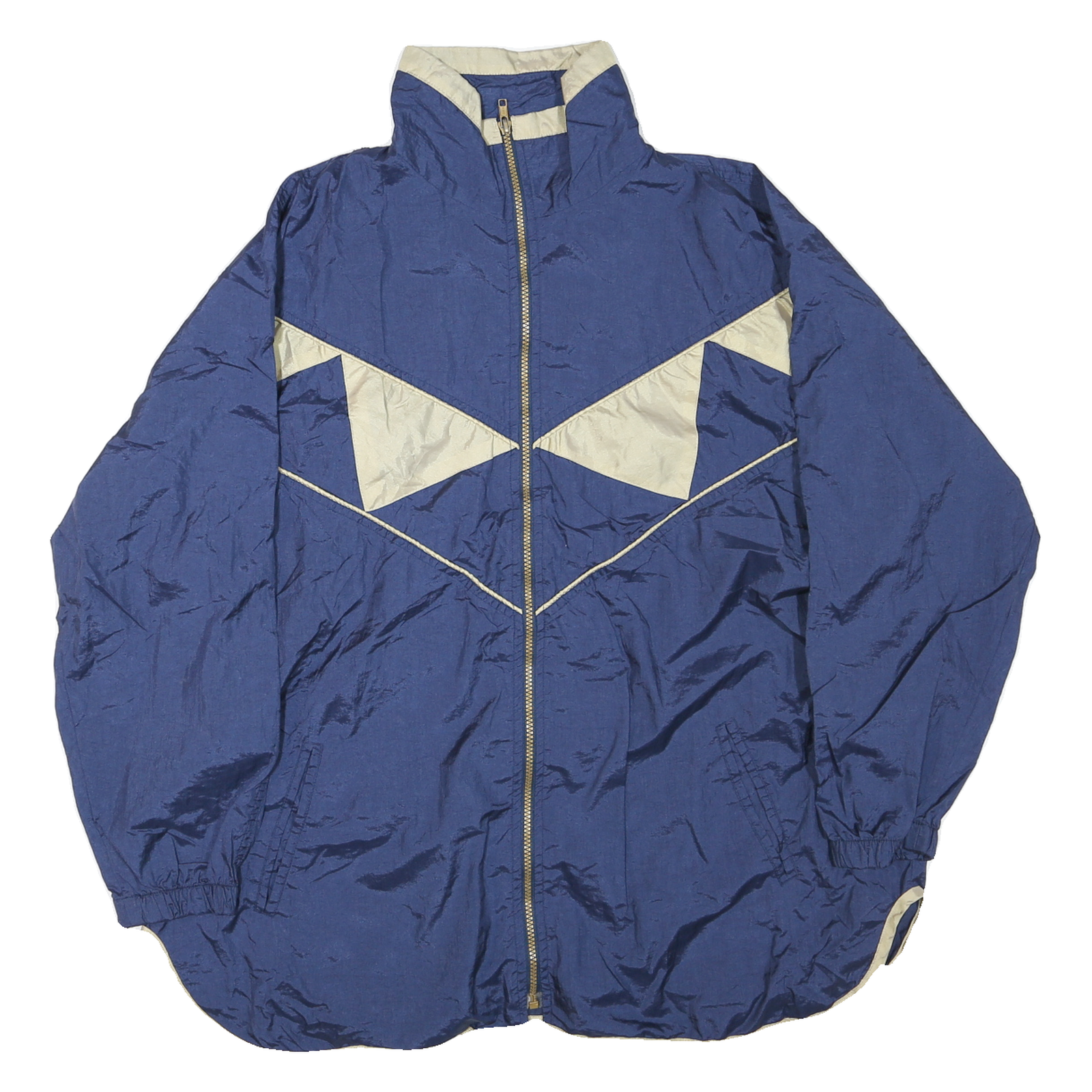 Mens Blue & Cream Polyester Blend Vintage Retro Windbreaker L Jacket Plain Fit Refurbished - N/A refurbished available on Cerqular