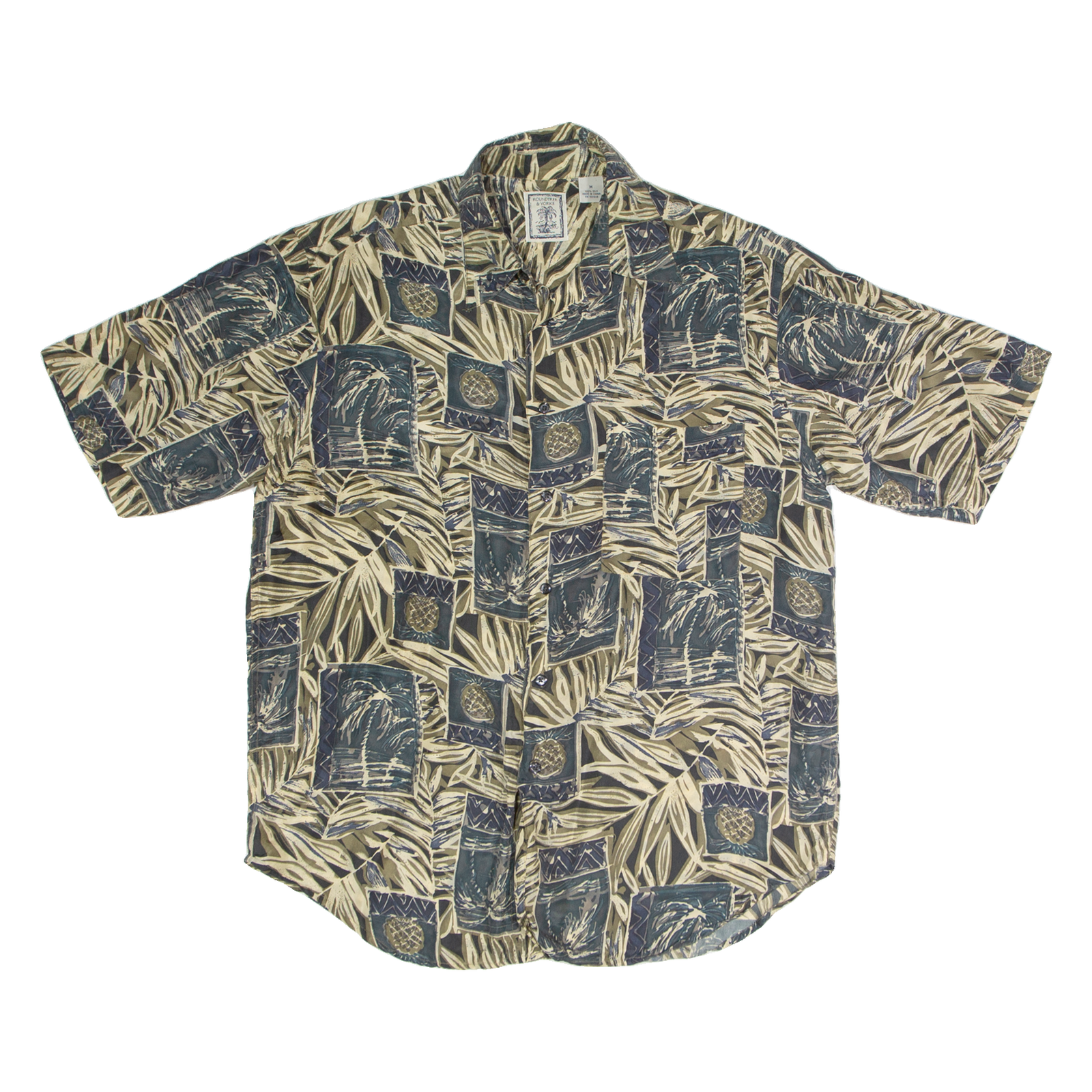 ROUNDTREE AND YORKE Pineapple Mens Shirt Gold Silk Crazy Pattern M Refurbished - N/A refurbished available on Cerqular