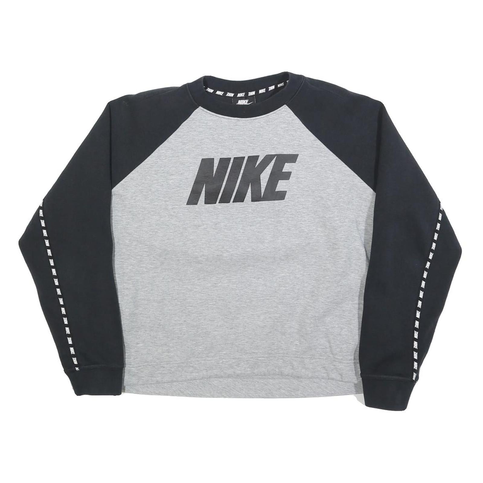NIKE Womens Grey & Black Logo Crew Neck XL Sweatshirt Casual Sportswear Refurbished - N/A refurbished available on Cerqular