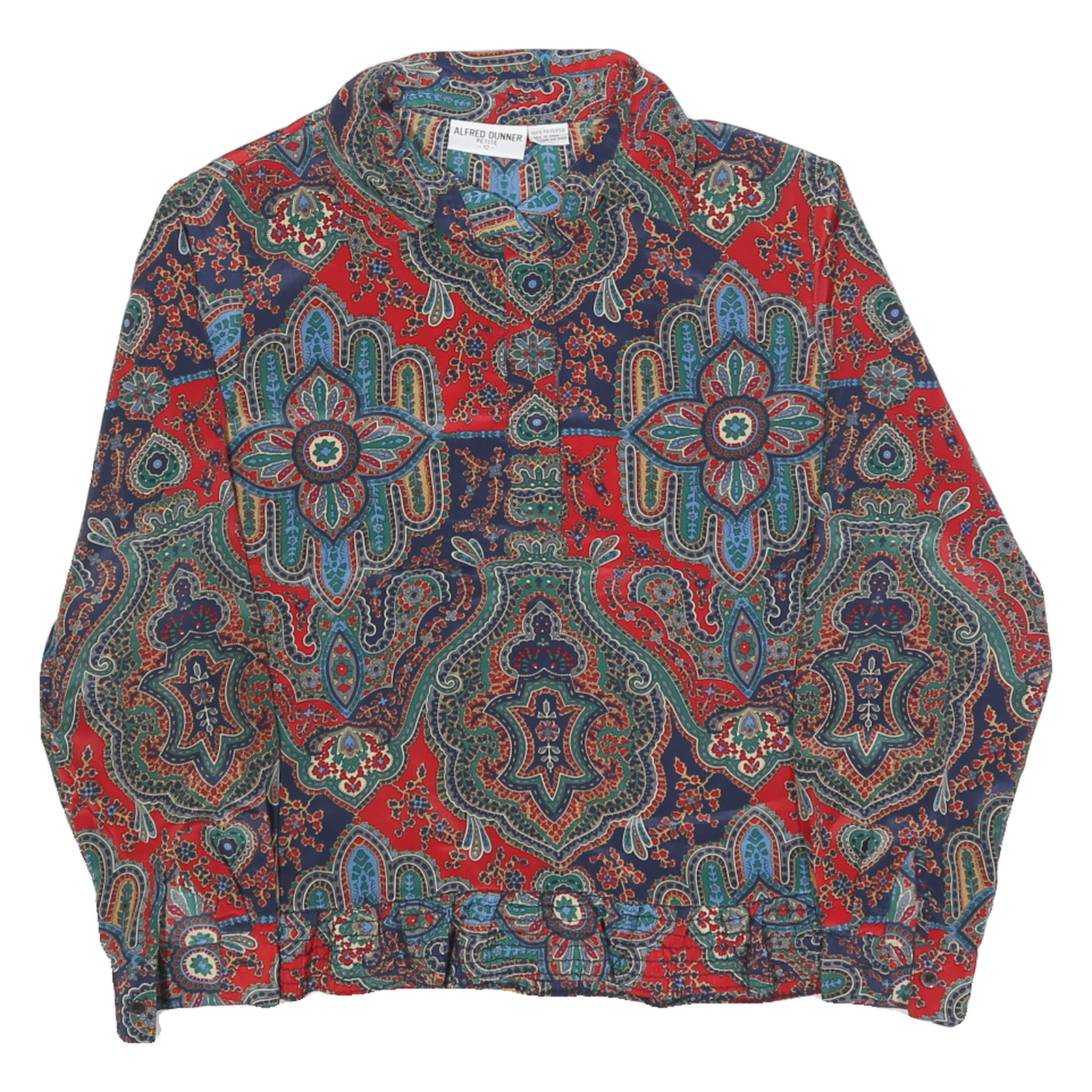 ALFRED DUNNER Womens Red Paisley Printed Shirt Long Sleeve Collared M Polyester Refurbished - N/A refurbished available on Cerqular