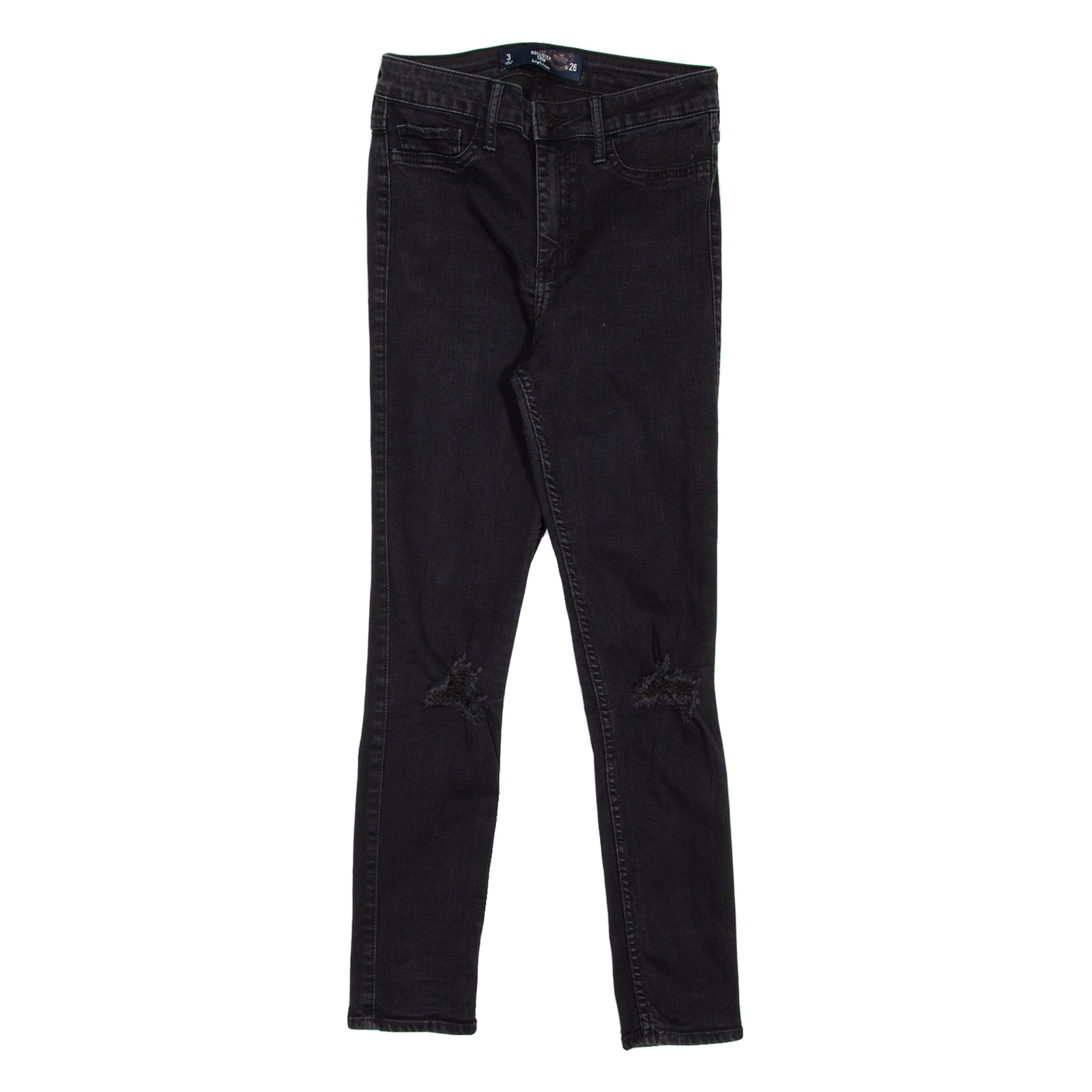 HOLLISTER High Rise Crop Distressed Womens Jeans Black Slim Skinny W26 L26 Refurbished - N/A refurbished available on Cerqular