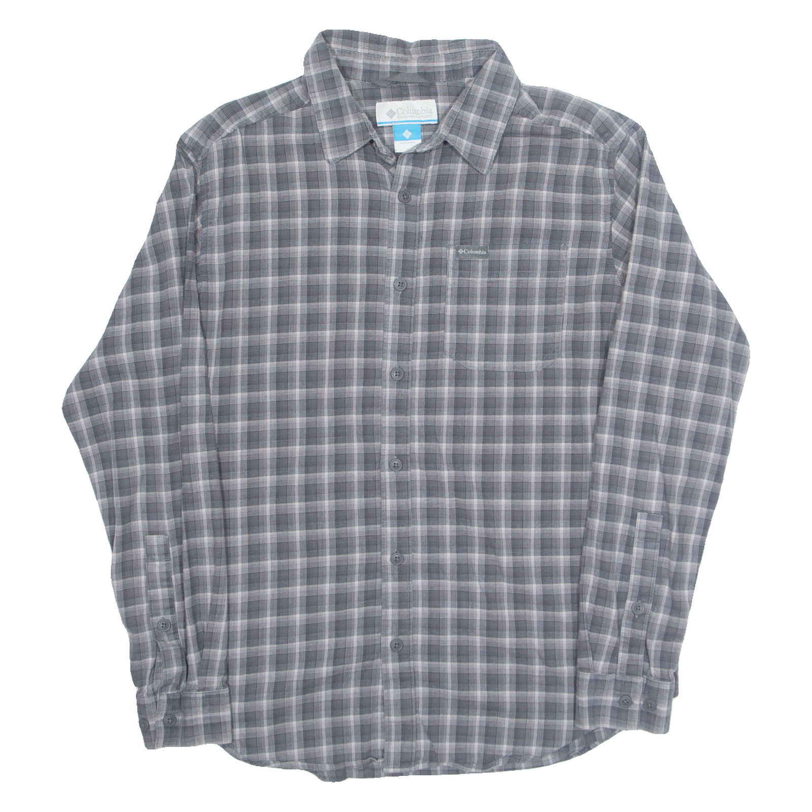COLUMBIA Mens Shirt Grey Plaid Long Sleeve M Refurbished - N/A refurbished available on Cerqular