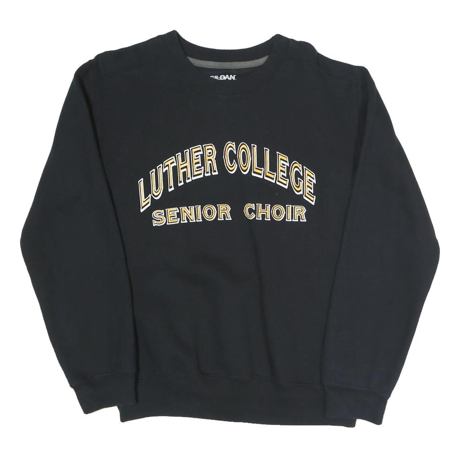 GILDAN Mens Black Luther College Senior Choir Crew Neck S Sweatshirt Printed Refurbished - N/A refurbished available on Cerqular