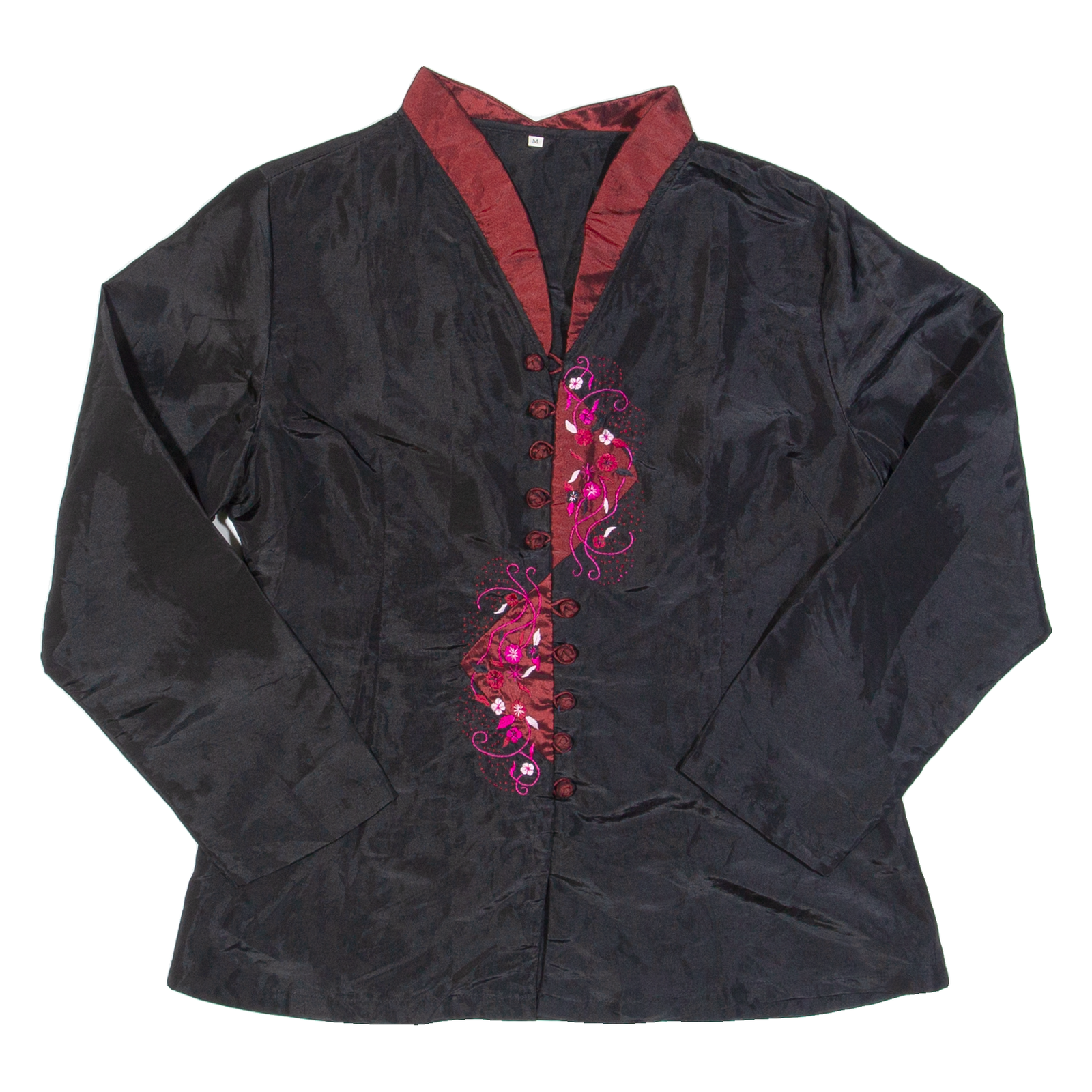 Oriental Inspired Womens Blouse Black Long Sleeve M Refurbished - N/A refurbished available on Cerqular