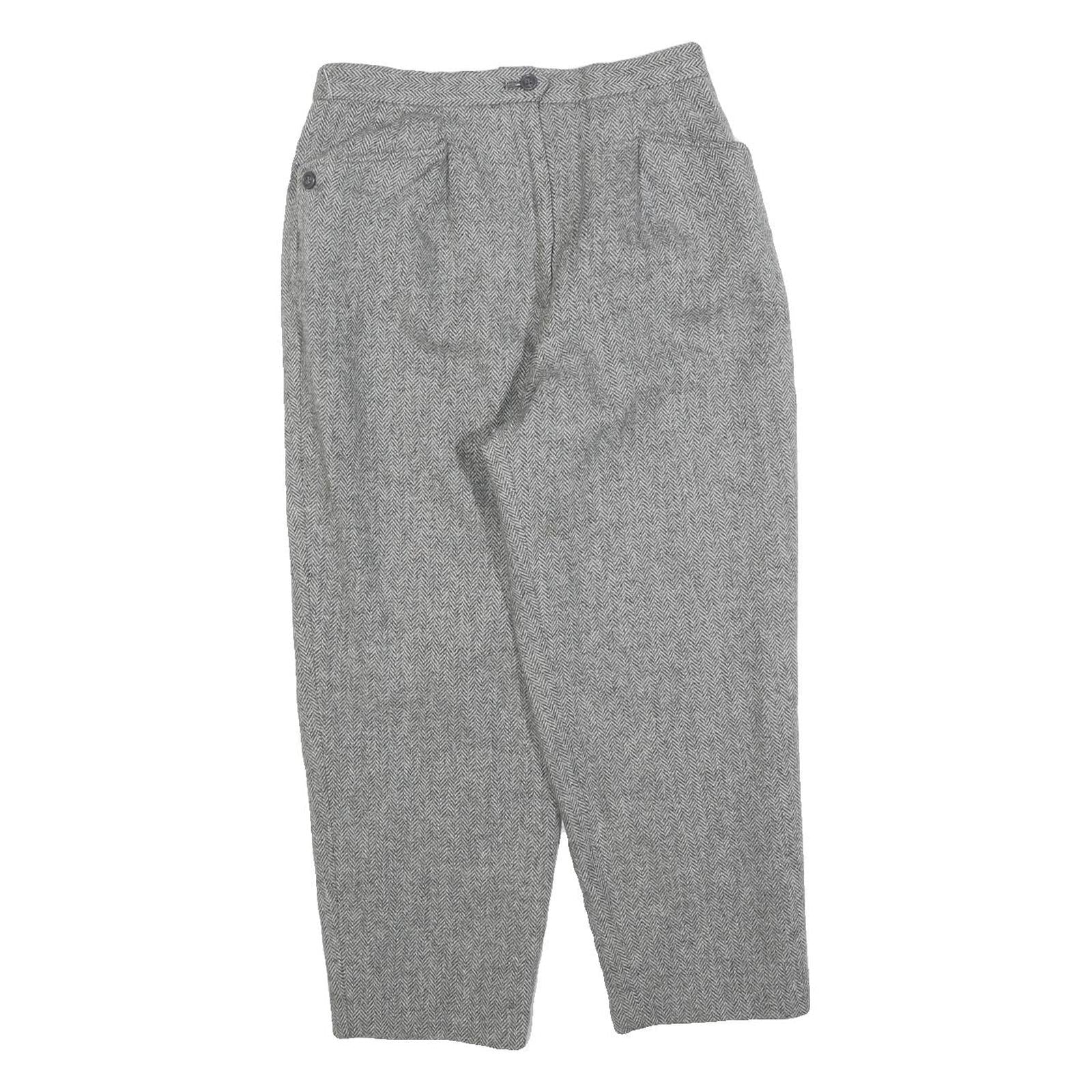 Womens Grey Regular Fit Herringbone Zip Closure Trousers W27 L24 Classic Style Refurbished - N/A refurbished available on Cerqular