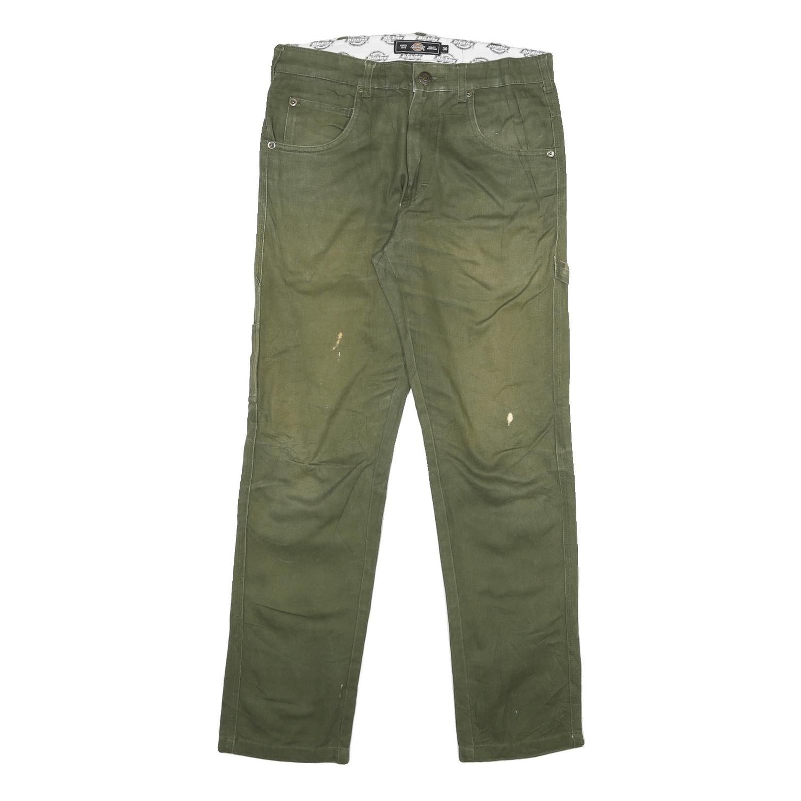 DICKIES Mens Slim Jeans Green Cotton Blend Zip W30 L27 Workwear Utility Style Refurbished - N/A refurbished available on Cerqular