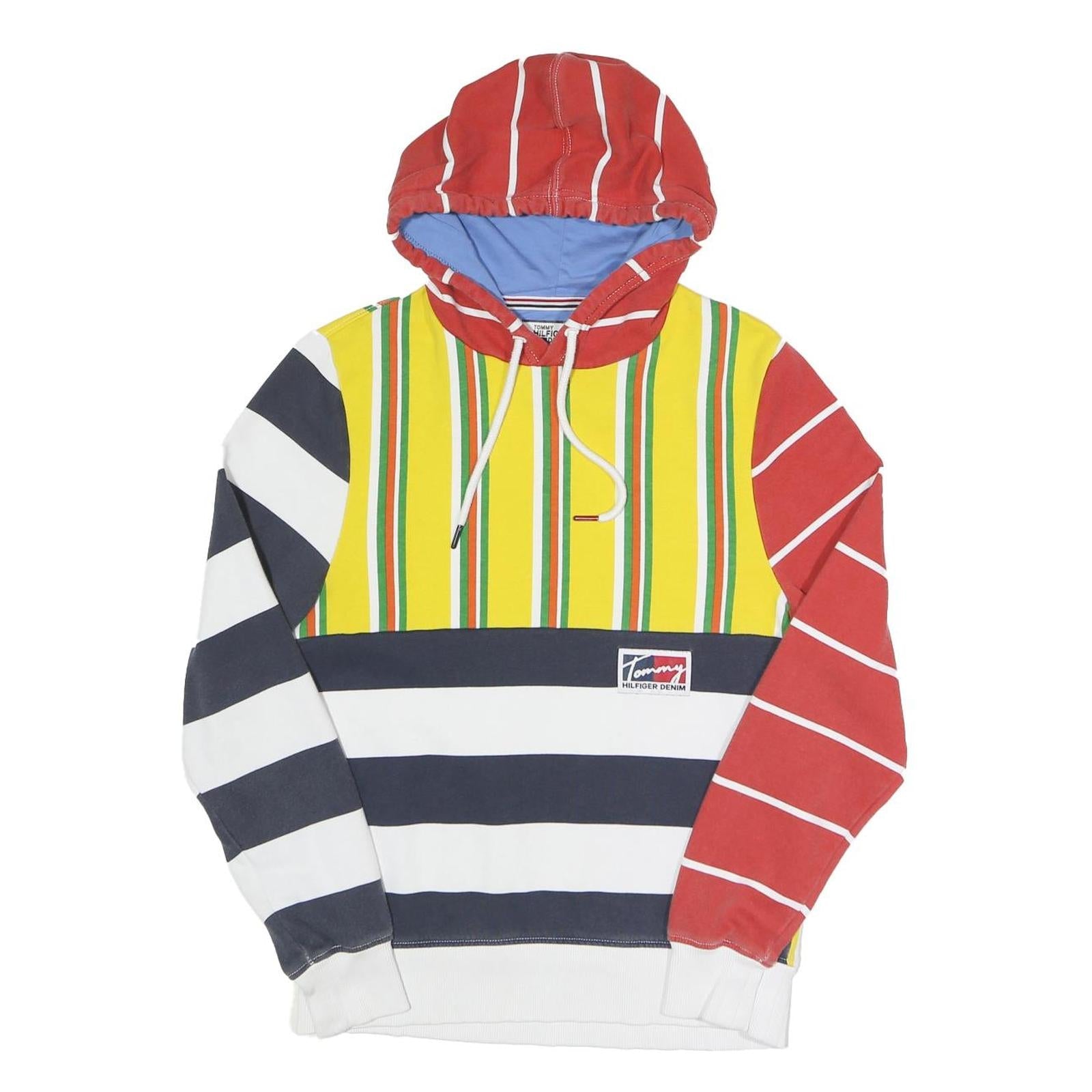 HILFIGER DENIM Mens Yellow & Red Striped Pullover Hoodie XS Cotton Blend Casual Refurbished - N/A refurbished available on Cerqular