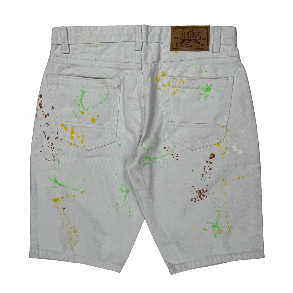 Jeanius Denim Shorts - 32W 11L Multicoloured Cotton Refurbished - Thrifted (note: this is a term often used to describe second- refurbished available on Cerqular
