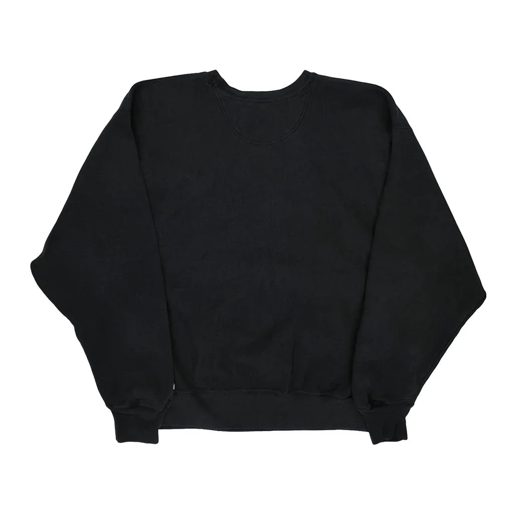 Reverse Weave Champion Graphic Sweatshirt - XL Black Cotton Blend Refurbished - Thrifted (note: this is a term often used to describe second- refurbished available on Cerqular