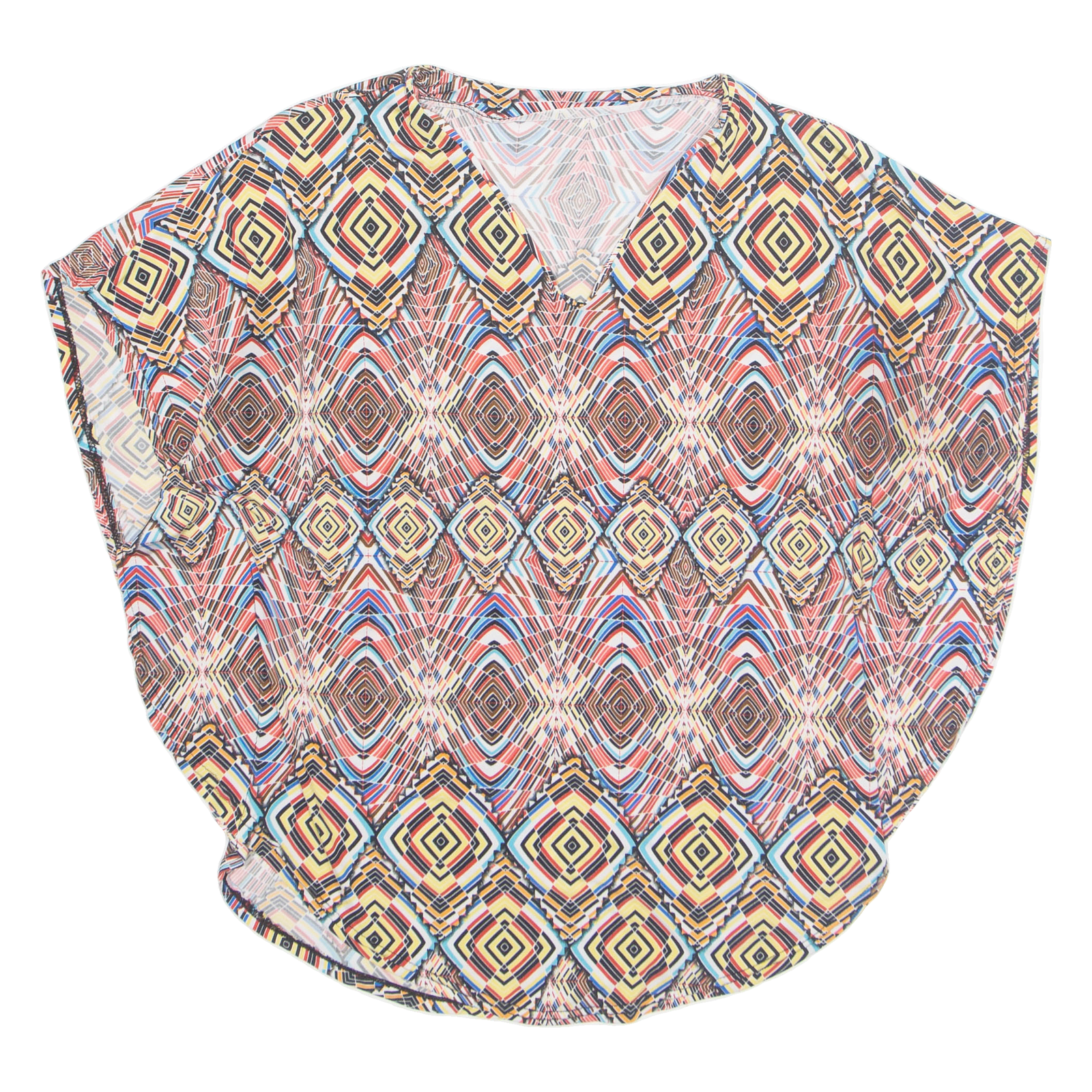 Womens Printed Top Red V-Neck Geometric M Refurbished - N/A refurbished available on Cerqular