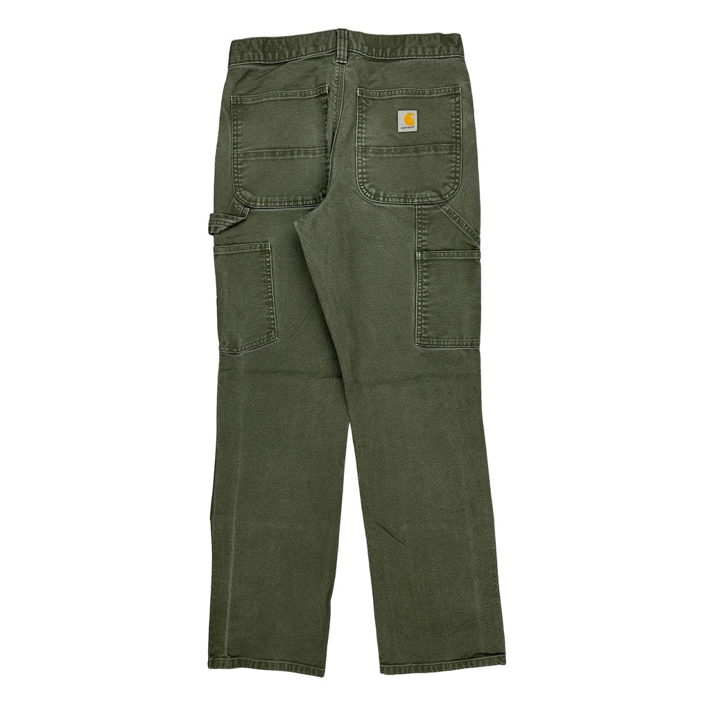 Carhartt Double Knee Carpenter Trousers - 30W 32L Green Cotton Refurbished - Thrifted (note: this is a term often used to describe second- refurbished available on Cerqular