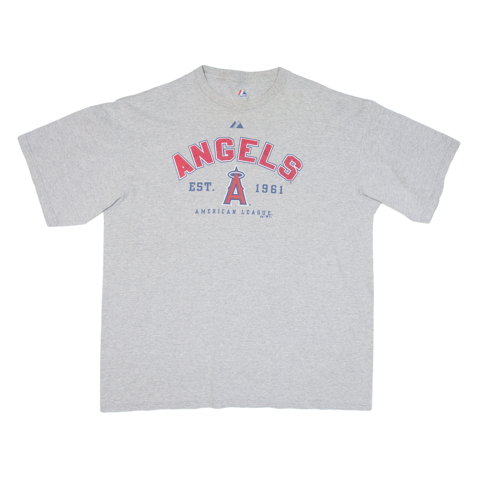 MAJESTIC Angels American League Mens T-Shirt Grey USA XL Refurbished - N/A refurbished available on Cerqular