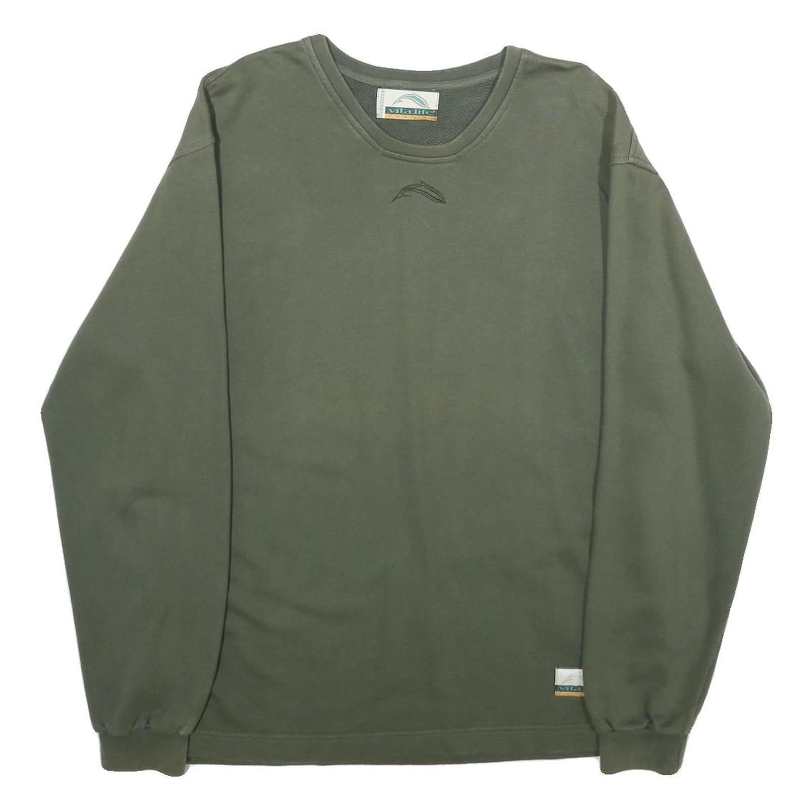 VITA.LIFE Mens Green Cotton Crew Neck Sweatshirt M Casual Pullover Top Refurbished - N/A refurbished available on Cerqular