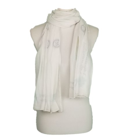 OMSutra Gayatri Mantra Prayer Shawl | Color: White and light Turquoise Refurbished - N/A refurbished available on Cerqular