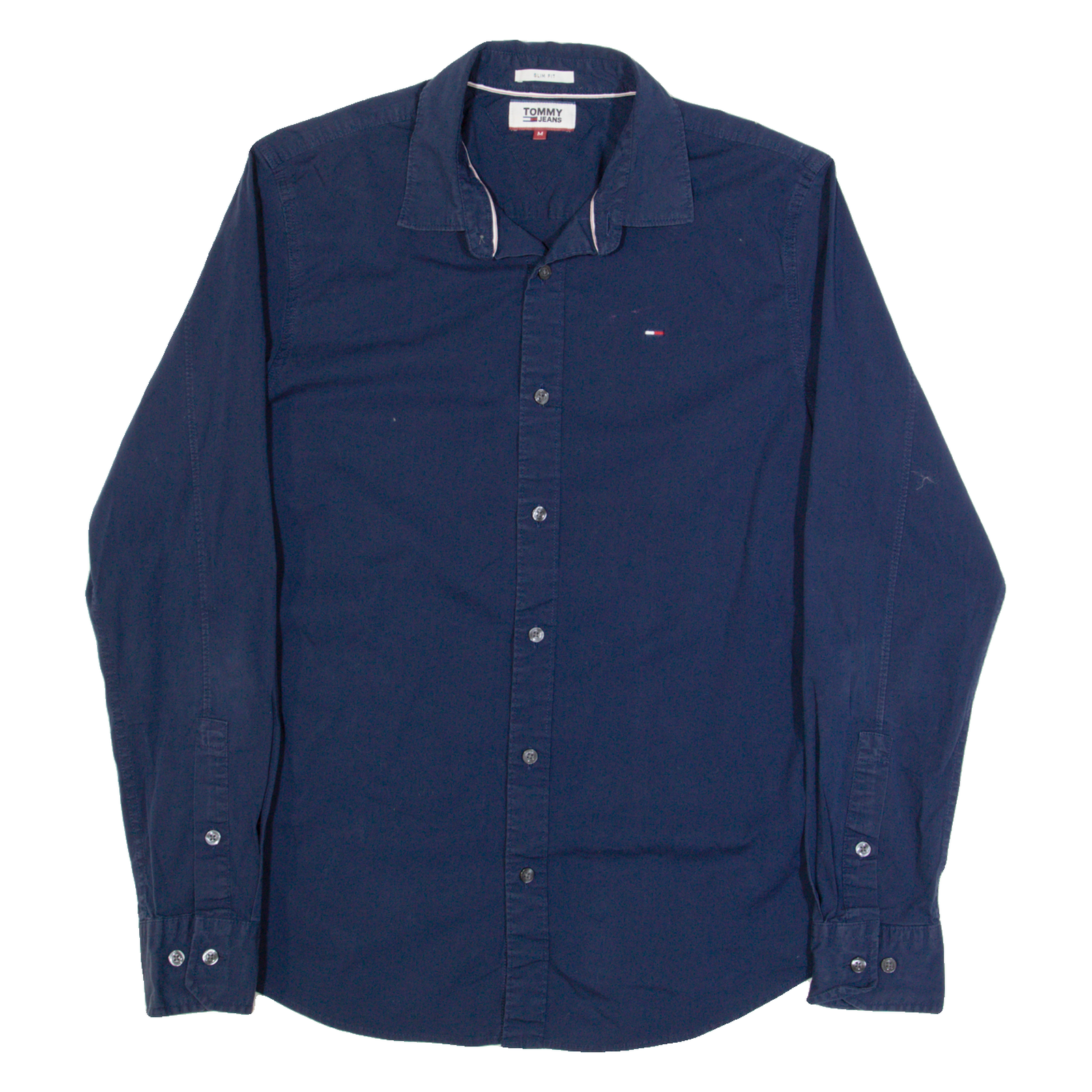 TOMMY JEANS Slim Fit Mens Plain Shirt Blue Long Sleeve M Refurbished - N/A refurbished available on Cerqular