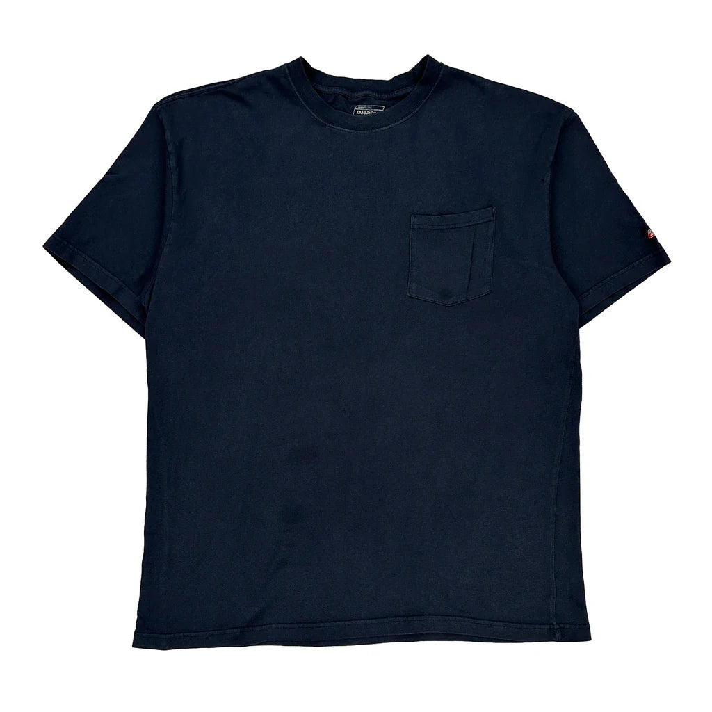 Dickies Tall T-Shirt - 2XL Navy Cotton Refurbished - Thrifted (note: this is a term often used to describe second- refurbished available on Cerqular