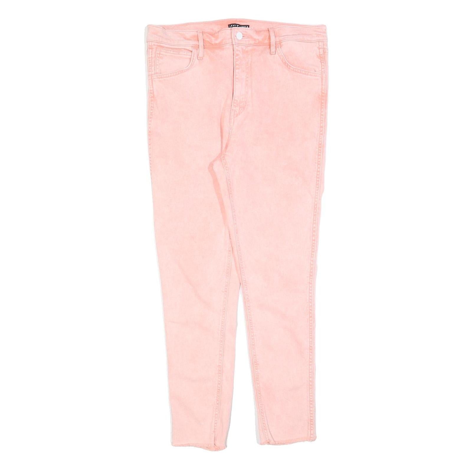 LEVI'S Womens Pink Slim Skinny Denim Light W31 L27 Distressed Hem Jeans Refurbished - N/A refurbished available on Cerqular