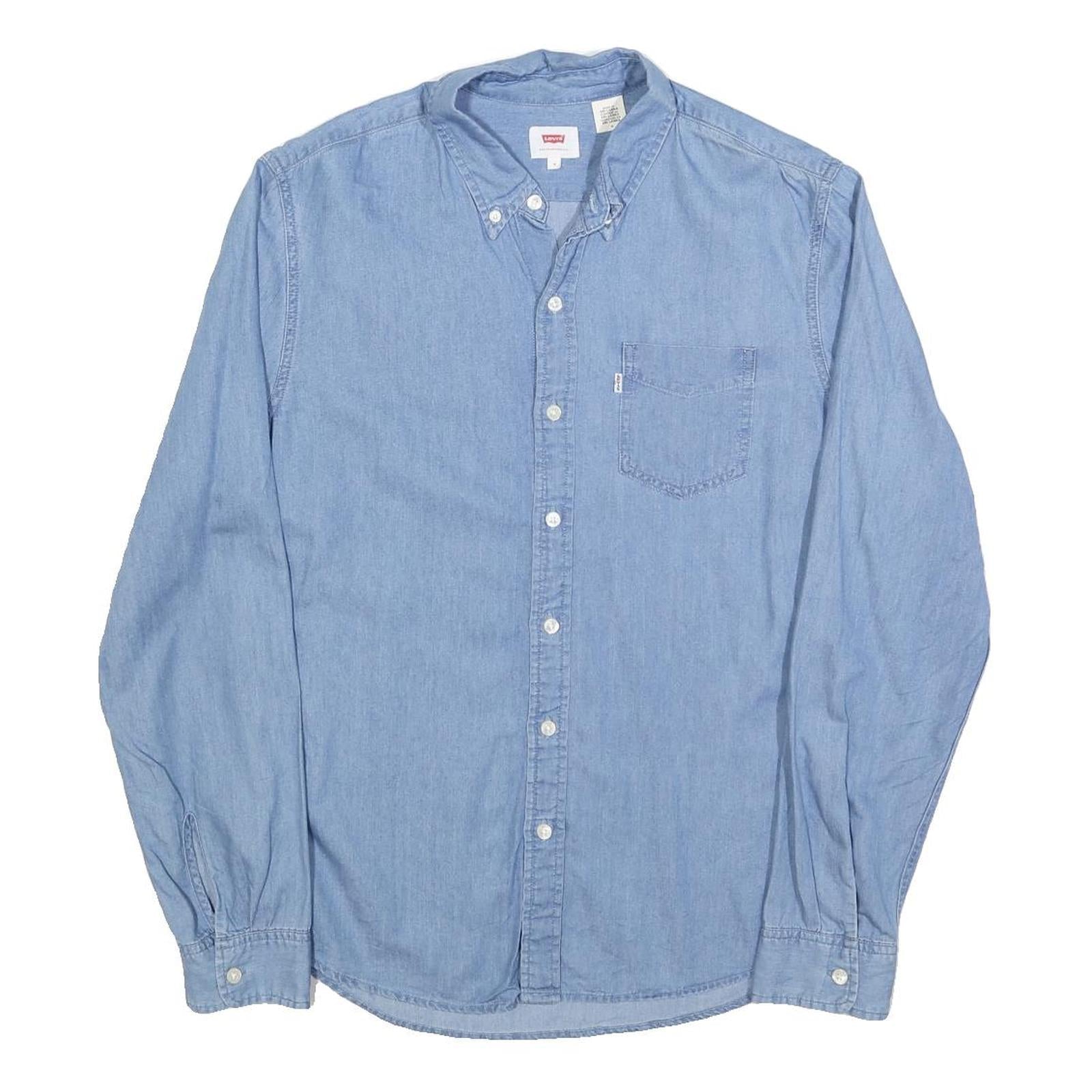 LEVI'S Mens Blue Denim Shirt M Cotton Blend Button Collar Casual Long Sleeve Refurbished - N/A refurbished available on Cerqular