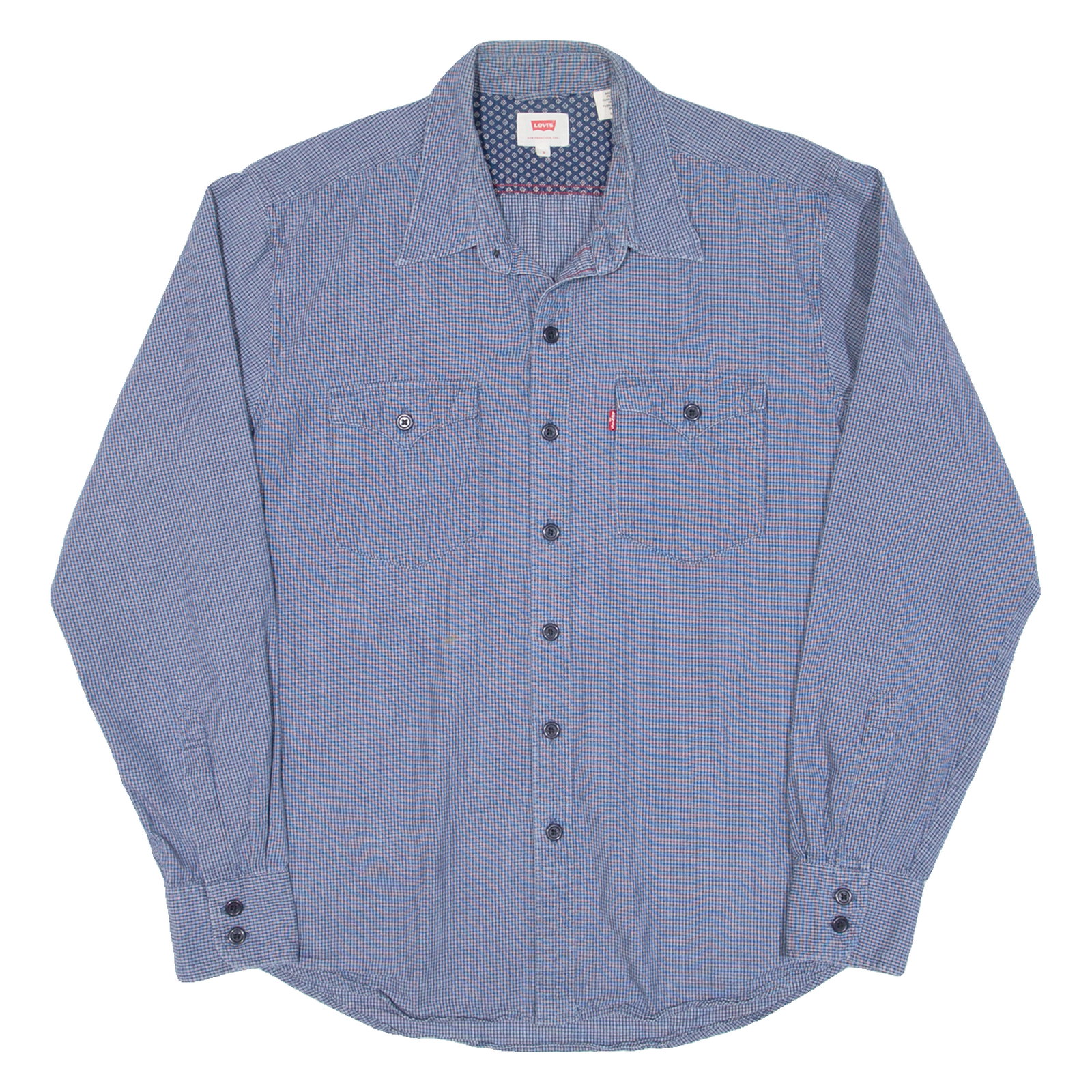 LEVI'S Mens Shirt Blue Check Long Sleeve S Refurbished - N/A refurbished available on Cerqular