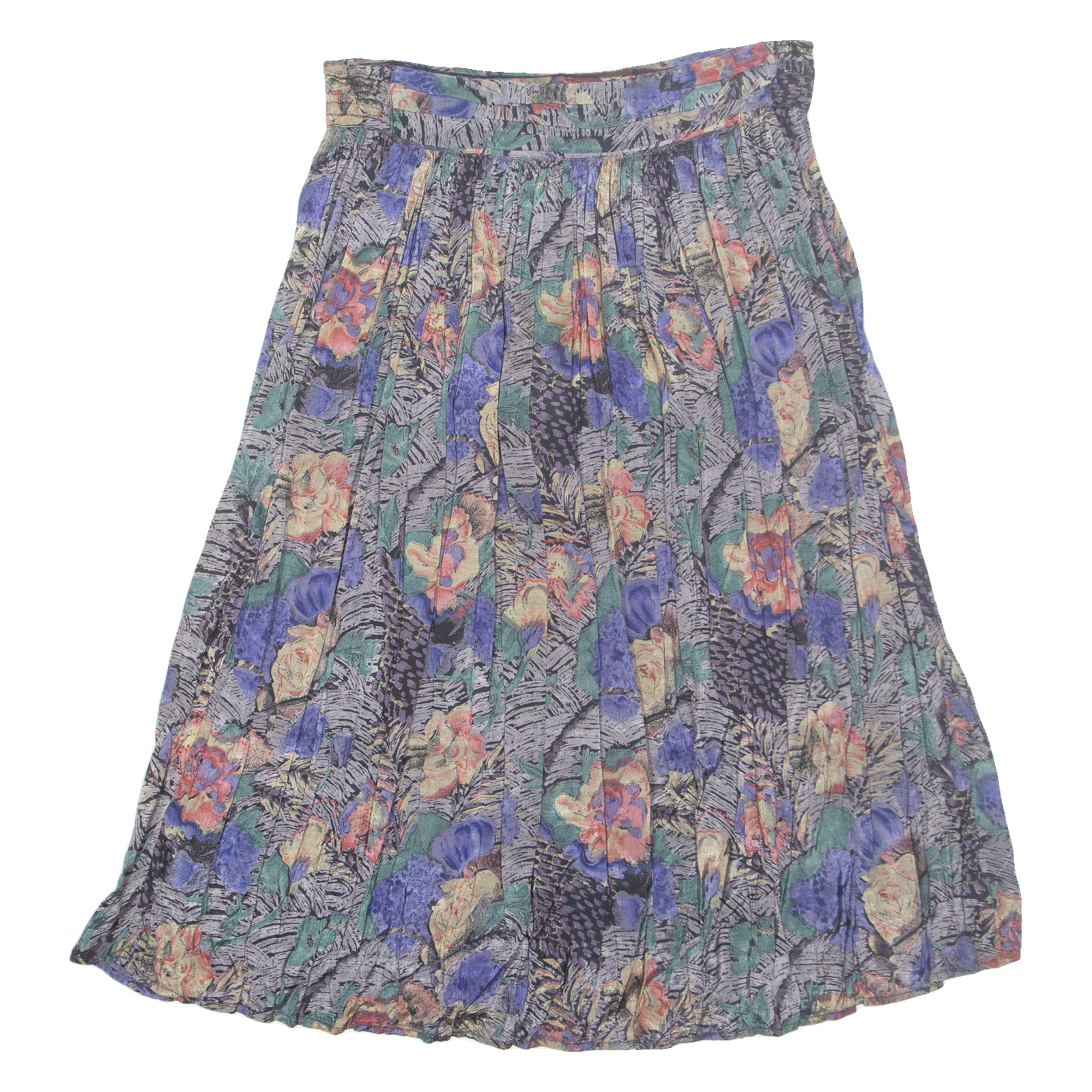 BAGHDADI Womens A-Line Skirt Blue Midi Floral L Refurbished - N/A refurbished available on Cerqular