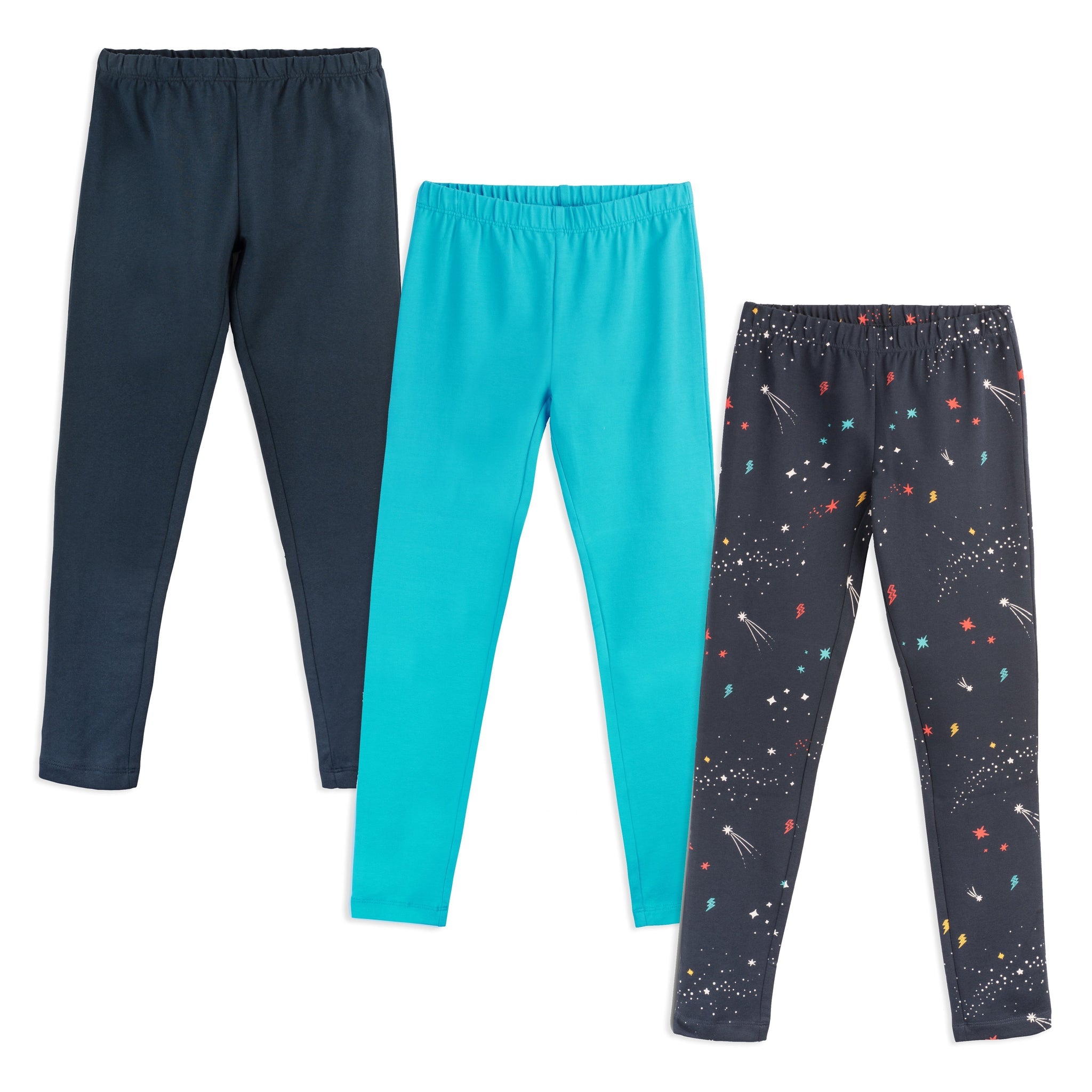 Kids Organic Cotton Leggings 3 Pack. No Reinforced Knee - FINAL SALE | Color: Galaxy Combo | Size: 2T Refurbished - N/A (Note: There is no well-known brand named "M refurbished available on Cerqular