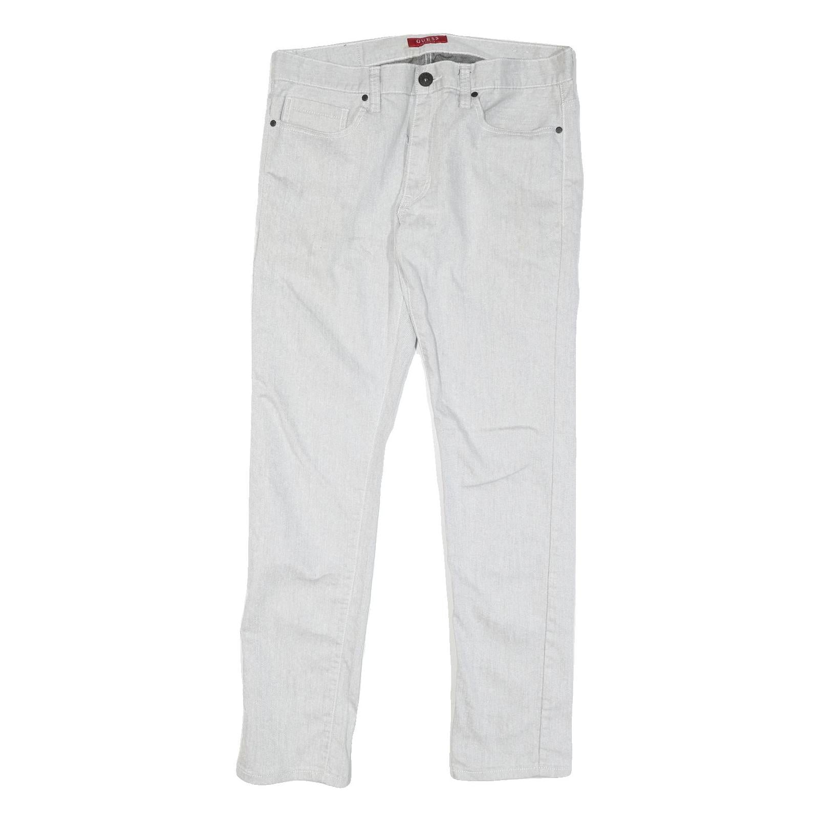GUESS Mens White Regular Fit Straight Denim Jeans W36 L31 Zip Cotton Blend Refurbished - N/A refurbished available on Cerqular