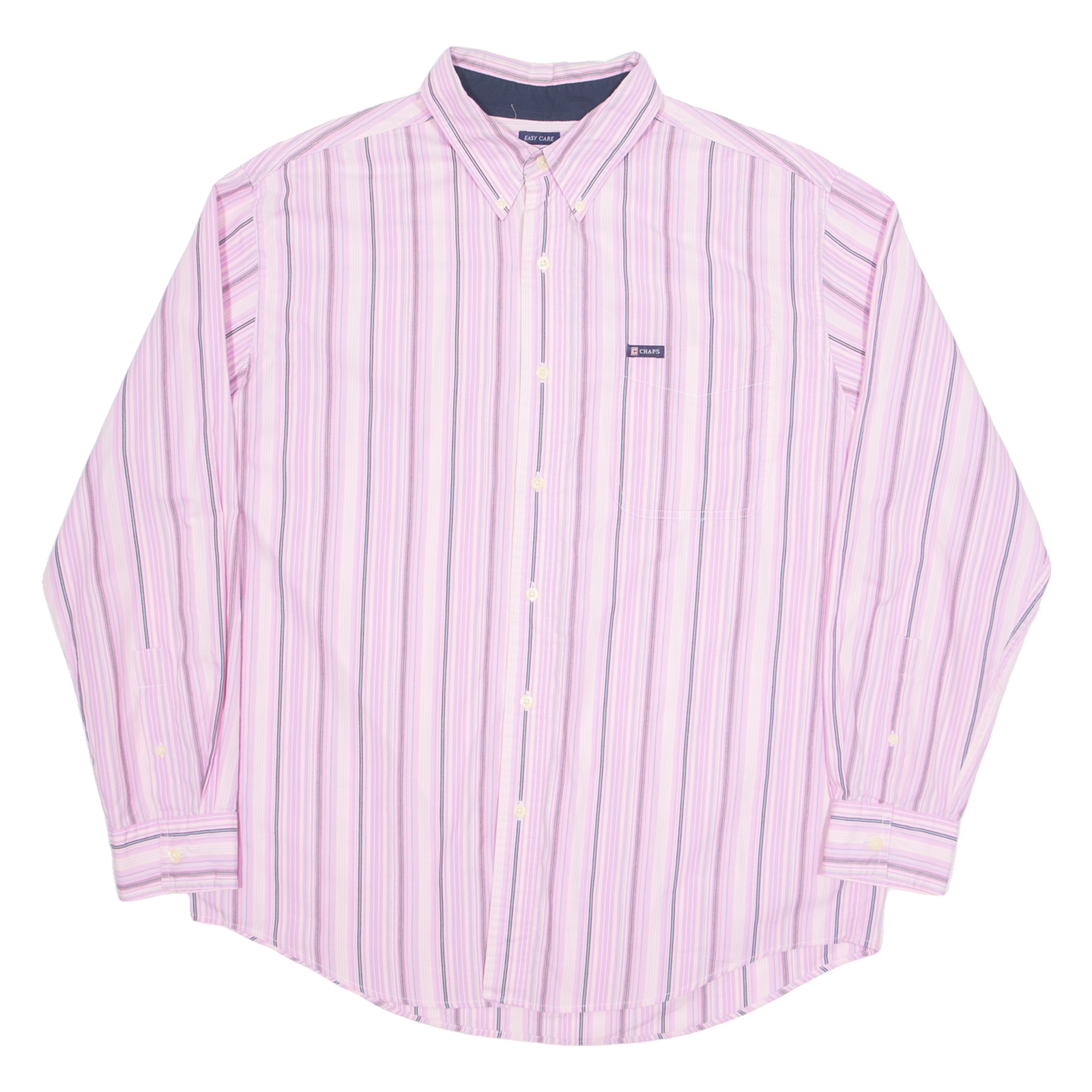 CHAPS Mens Shirt Pink Pinstripe Long Sleeve L Refurbished - N/A refurbished available on Cerqular