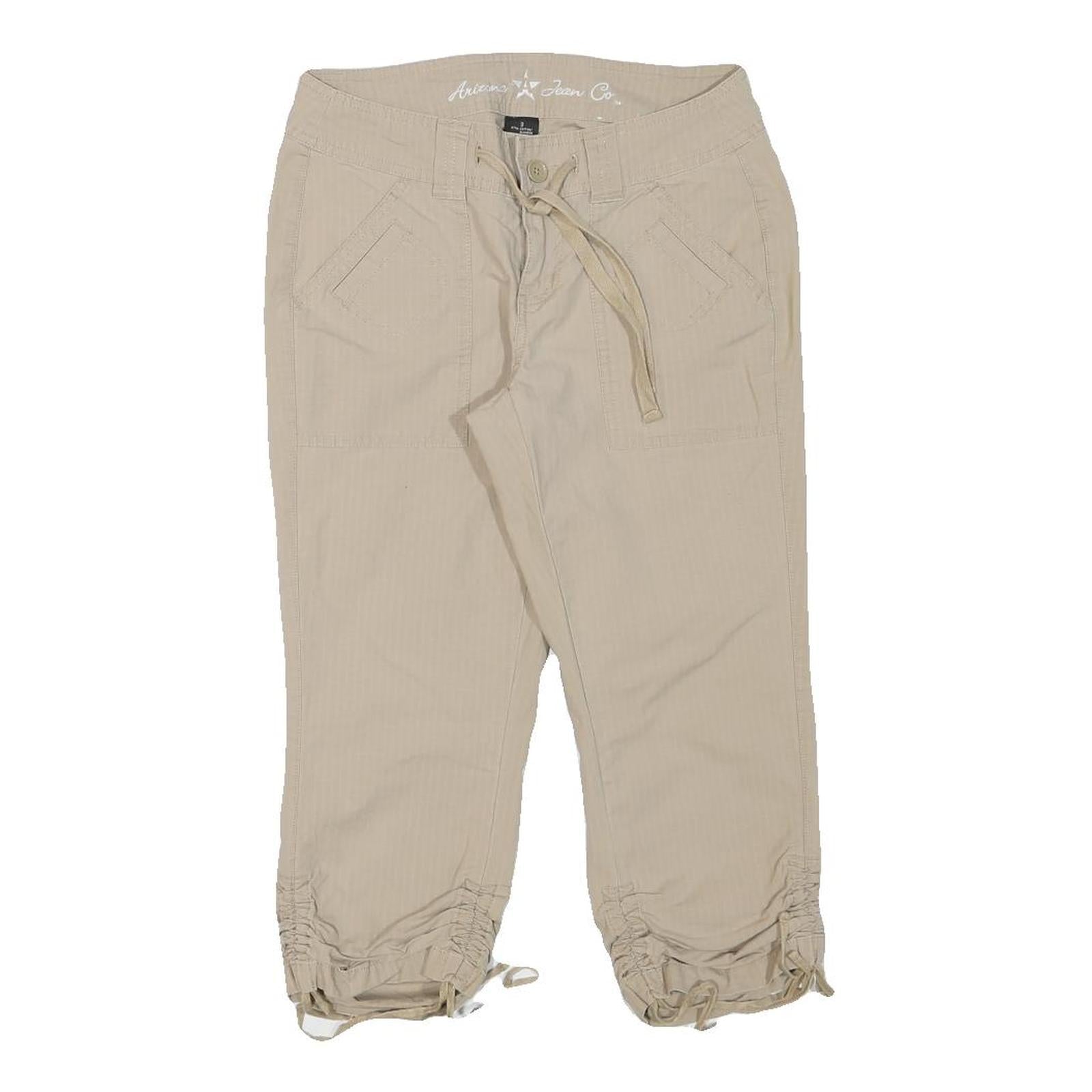 ARIZONA JEAN COMPANY Womens Beige Casual Shorts S W28 Drawstring Pockets Cropped Refurbished - N/A refurbished available on Cerqular