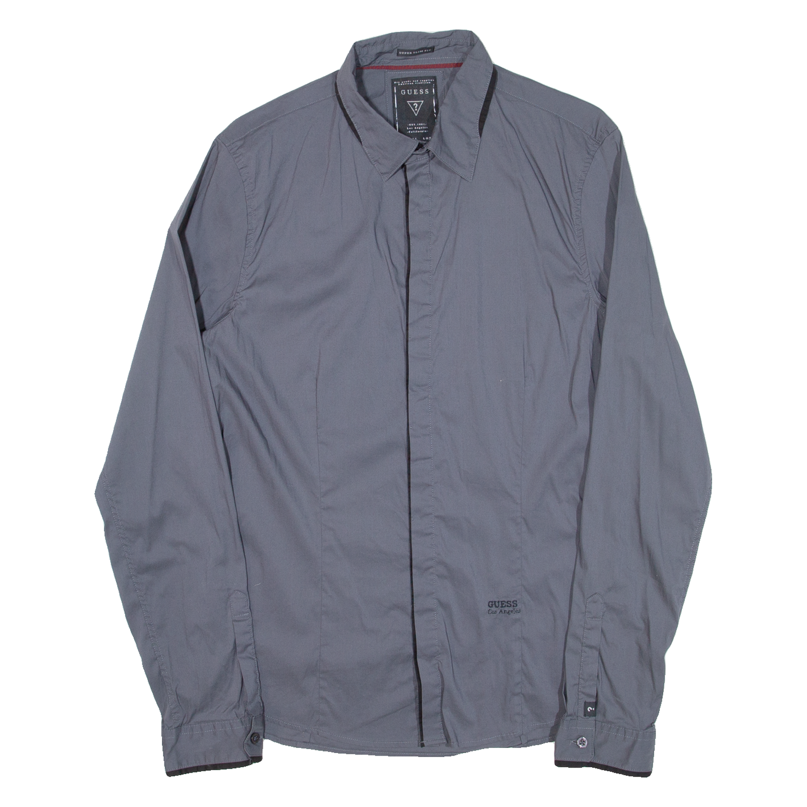 GUESS Super Slim Fit Mens Plain Shirt Grey Long Sleeve M Refurbished - N/A refurbished available on Cerqular