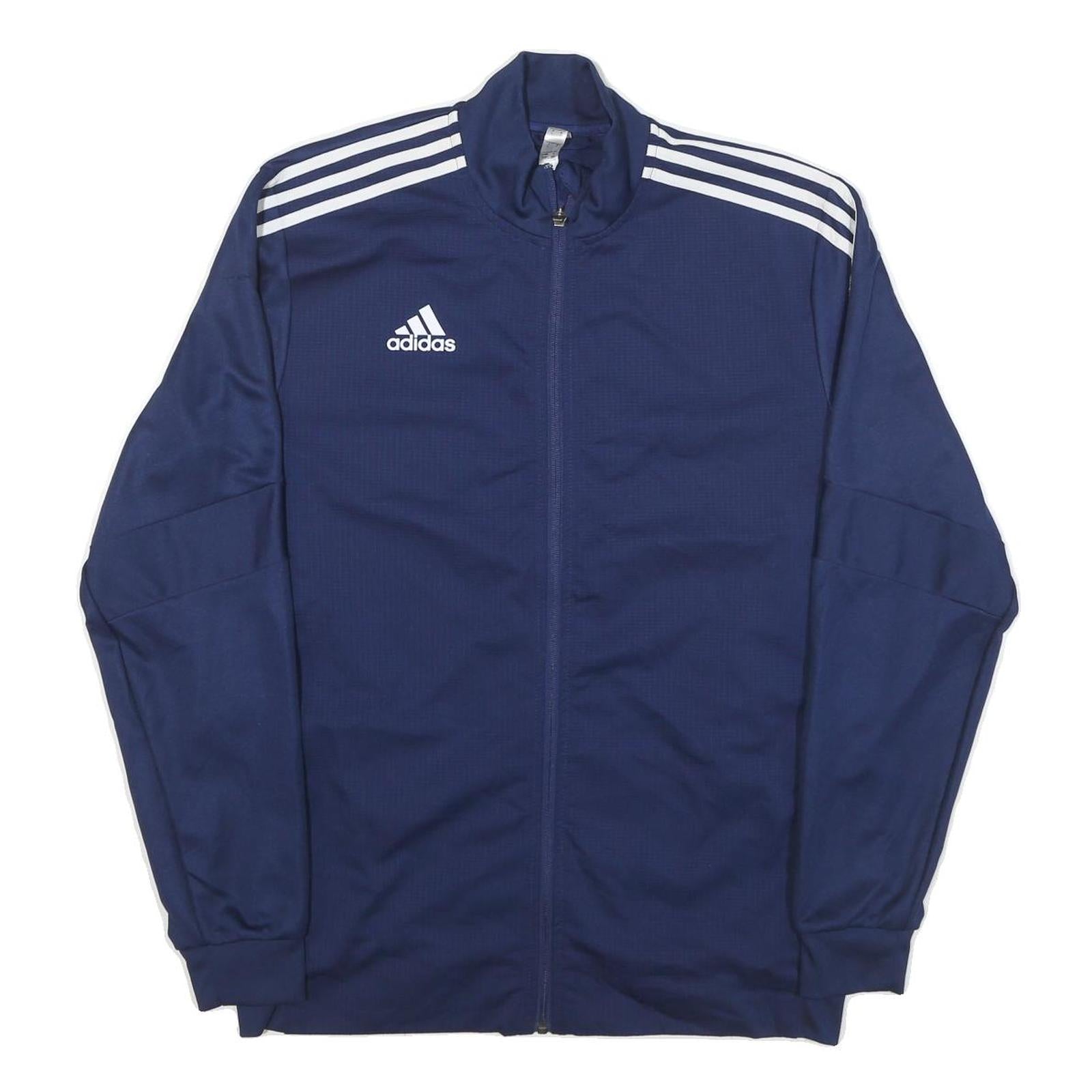 ADIDAS Mens Navy Blue Track Jacket L Polyester Blend Plain Zip Athletic Refurbished - N/A refurbished available on Cerqular