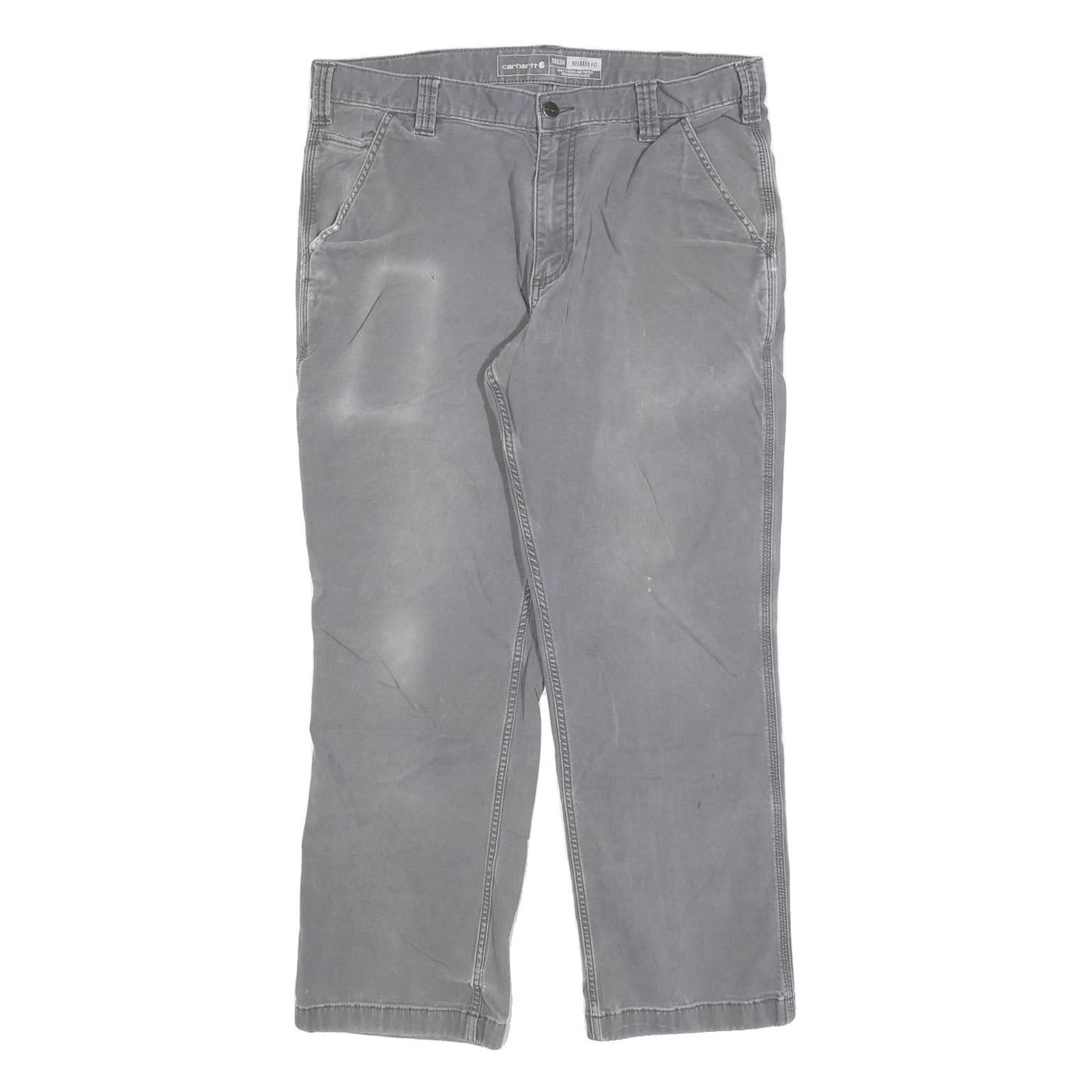 CARHARTT Mens Cotton Blend Grey Relaxed Straight Trousers W36 L27 Workwear Zip Refurbished - N/A refurbished available on Cerqular