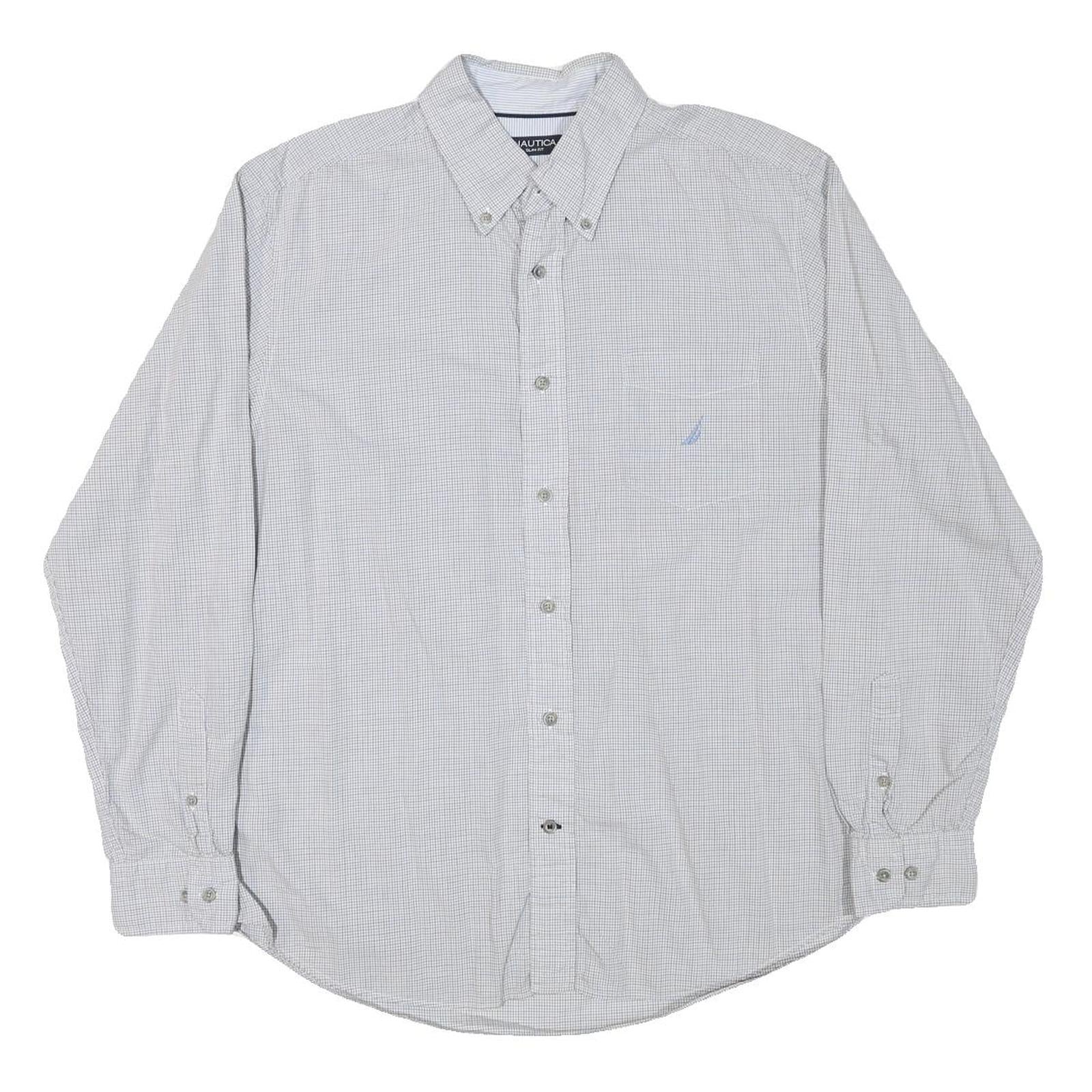 Buy NAUTICA Mens White & Grey Check Casual Shirt L Cotton Blend Long Sleeve Button Refurbished - $25.99 NAUTICA Mens White & Grey Check Casual Shirt L Cotton Blend Long Sleeve Button Refurbished - N/A refurbished available on Cerqular