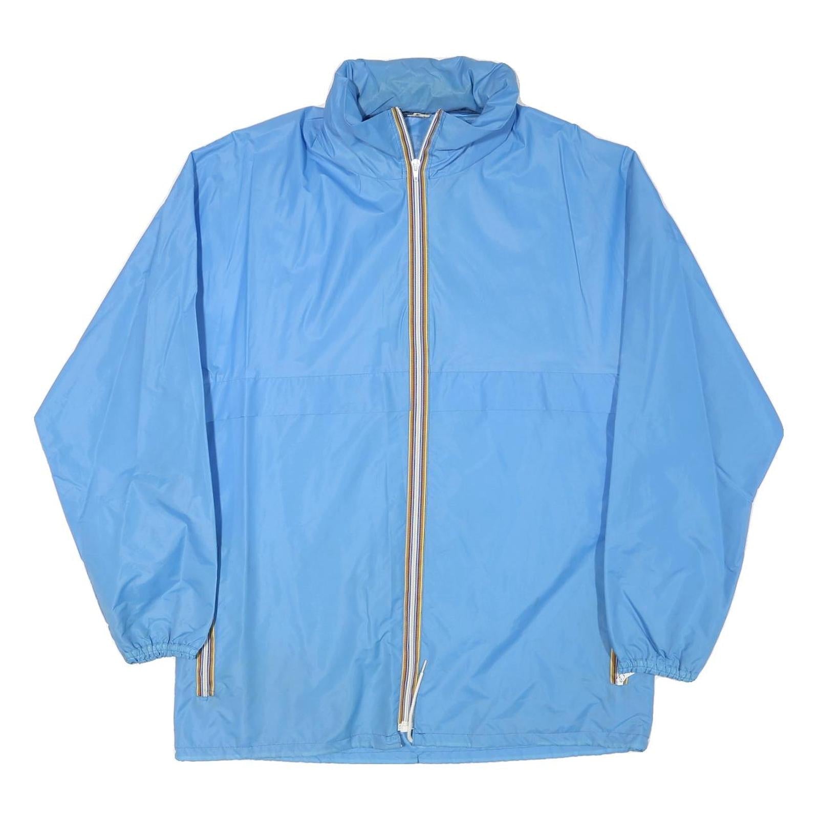 Mens Blue Lightweight Nylon Zip-Up Jacket L Plain Casual Outdoor Windbreaker Refurbished - N/A refurbished available on Cerqular