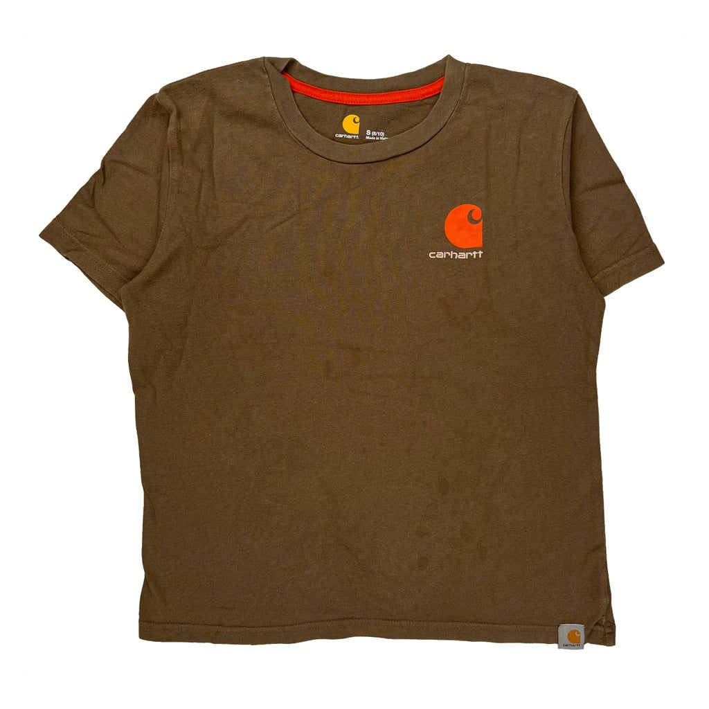Age 8-10 Carhartt T-Shirt - Small Brown Cotton Refurbished - Thrifted (note: this is a term often used to describe second- refurbished available on Cerqular