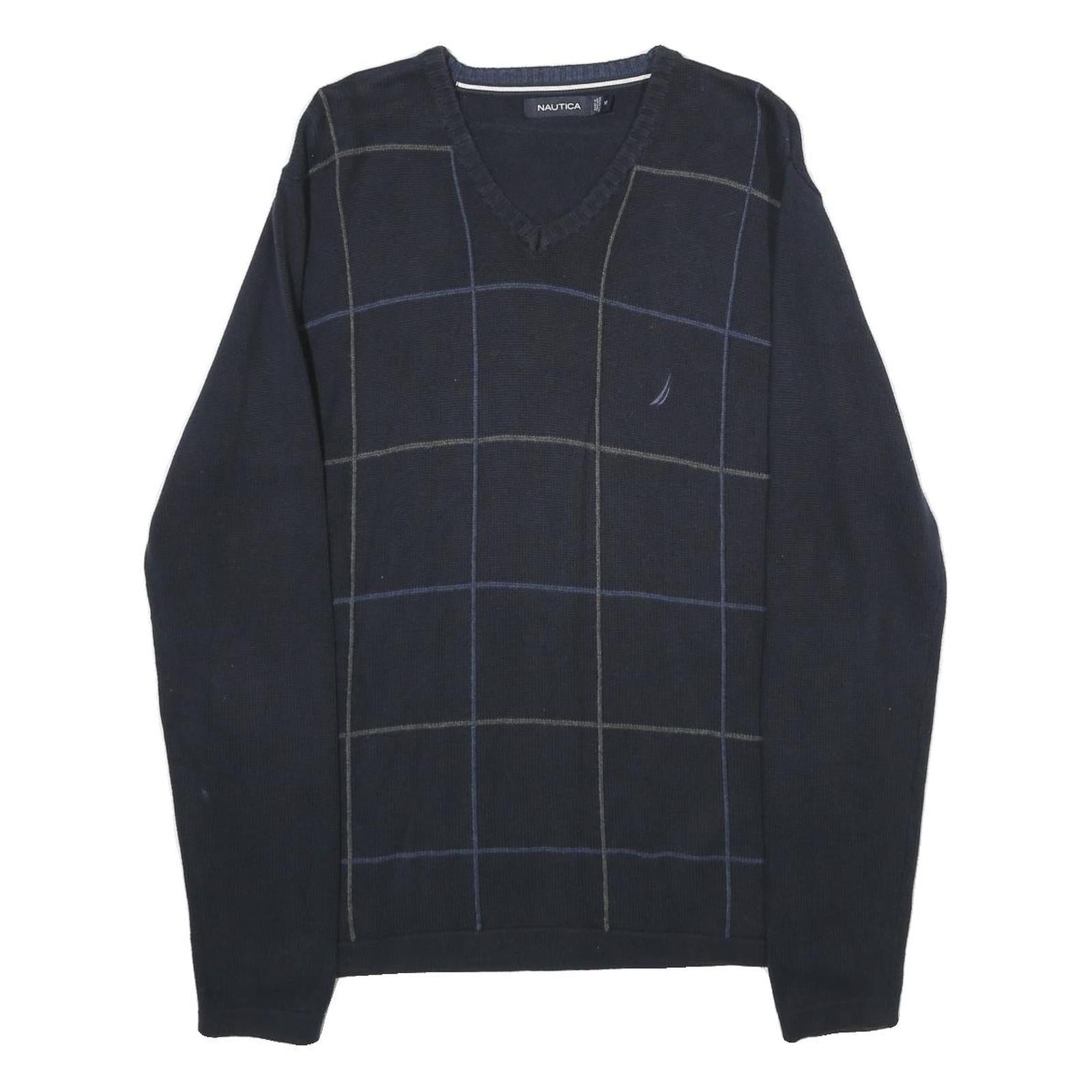 NAUTICA Mens Navy Blue Cotton Patterned V-Neck Basic Knit Jumper M Casual Refurbished - N/A refurbished available on Cerqular