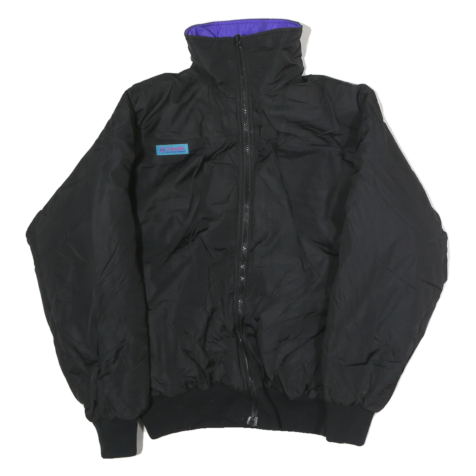 COLUMBIA Womens Black & Purple Reversible Jacket S Polyester Blend Zip Outdoor Refurbished - N/A refurbished available on Cerqular