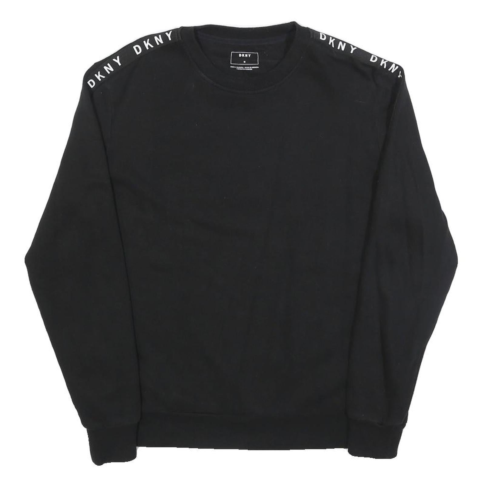 DKNY Womens Black Sweatshirt Crew Neck M Logo Tape Shoulder Stripe Casual Refurbished - N/A refurbished available on Cerqular
