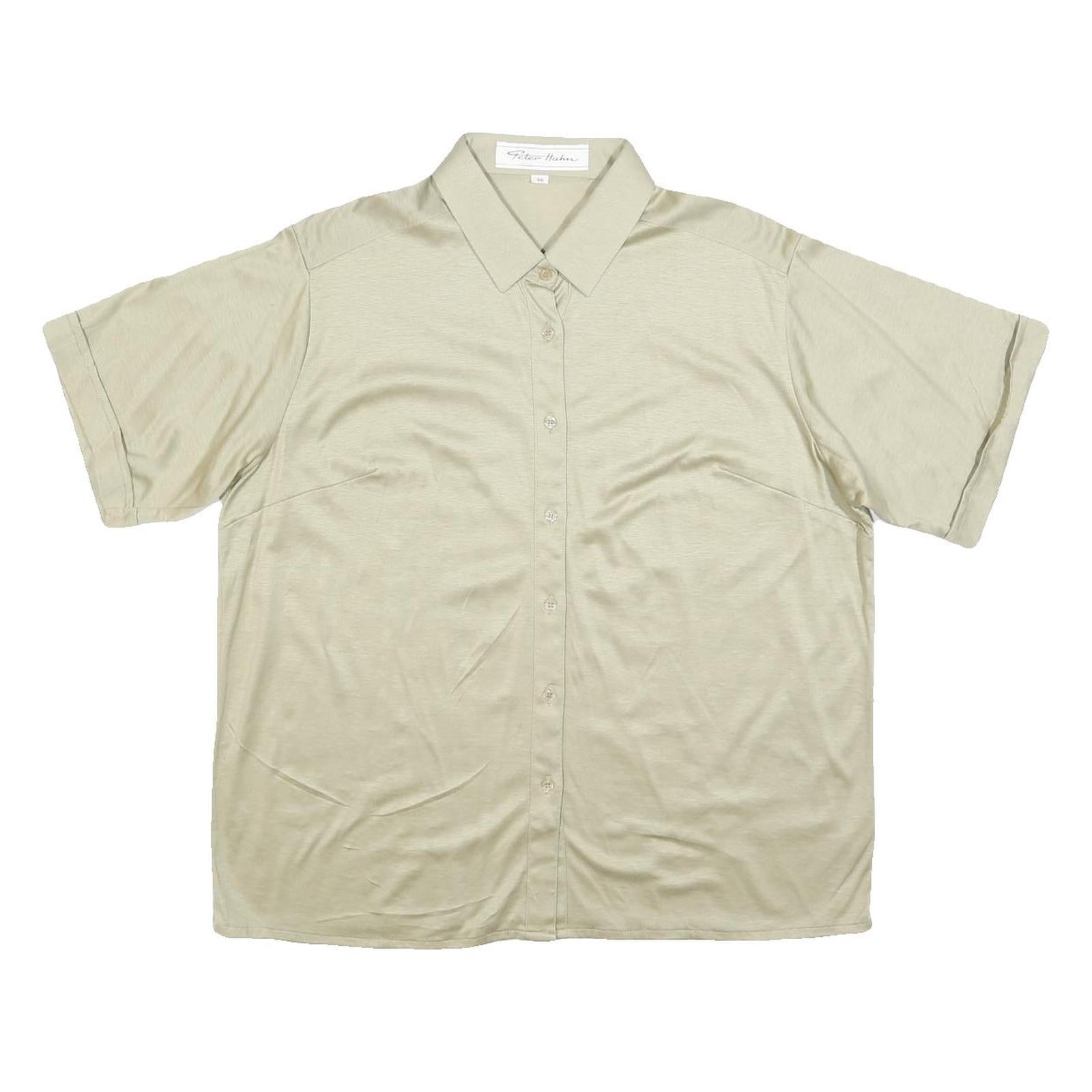 PETER HAHN Womens Beige Shirt L Lightweight Polyester Button Closure Casual Refurbished - N/A refurbished available on Cerqular