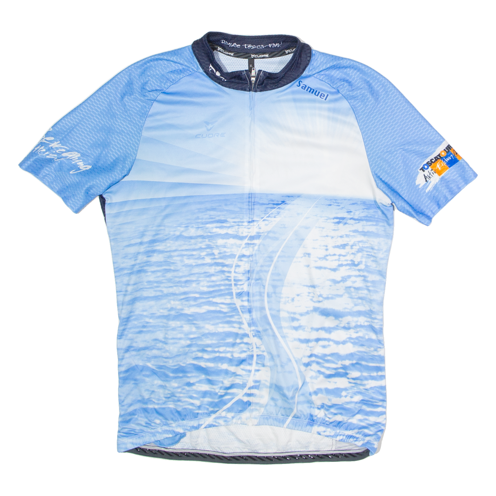 CUORE Full Zip Cycling Mens Jersey Blue High Neck XL Refurbished - N/A refurbished available on Cerqular