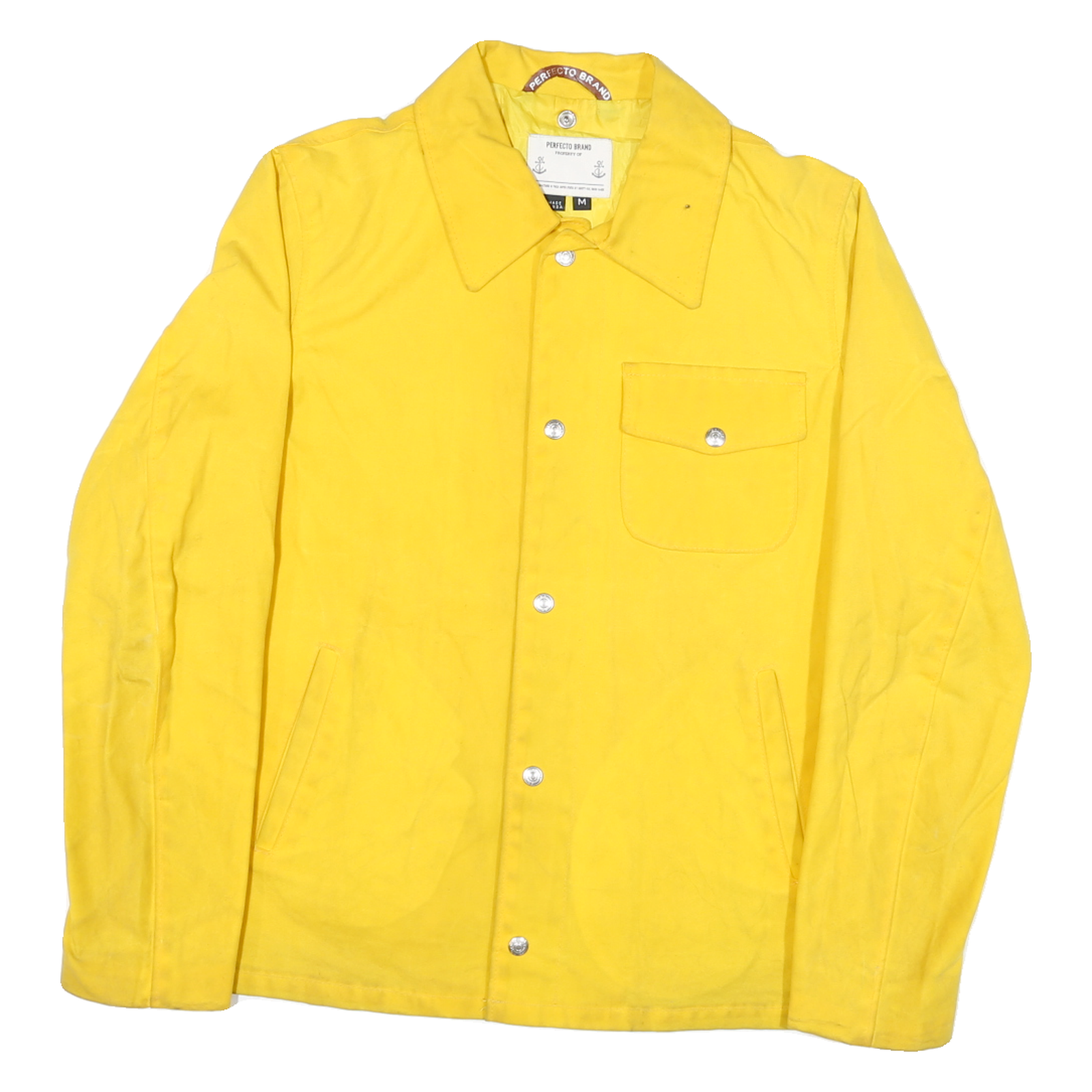 PERFECTO BRAND Mens Yellow Coach Jacket M Cotton Blend Woven Plain Classic Fit Refurbished - N/A refurbished available on Cerqular