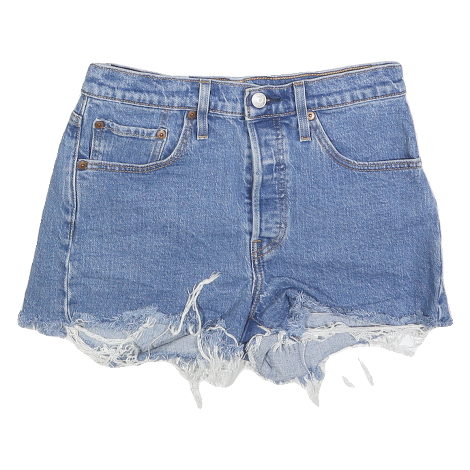 LEVI'S Womens Denim Blue Cut-Off Shorts S W27 Frayed Hem Casual Summer Refurbished - N/A refurbished available on Cerqular