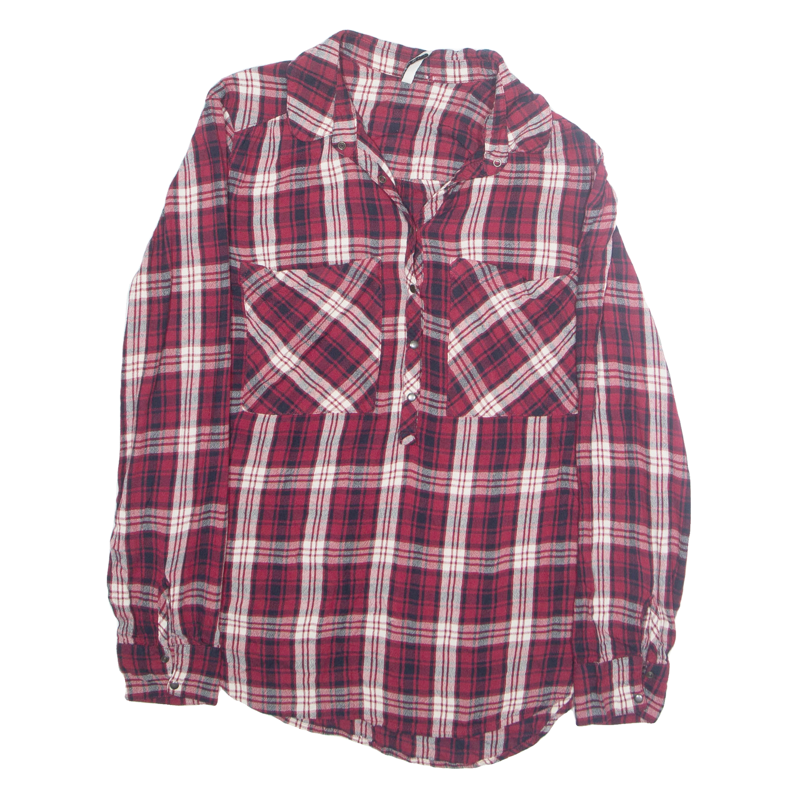 STRADIVARIUS Womens Printed Blouse Red Collared Long Sleeve Plaid M Refurbished - N/A refurbished available on Cerqular